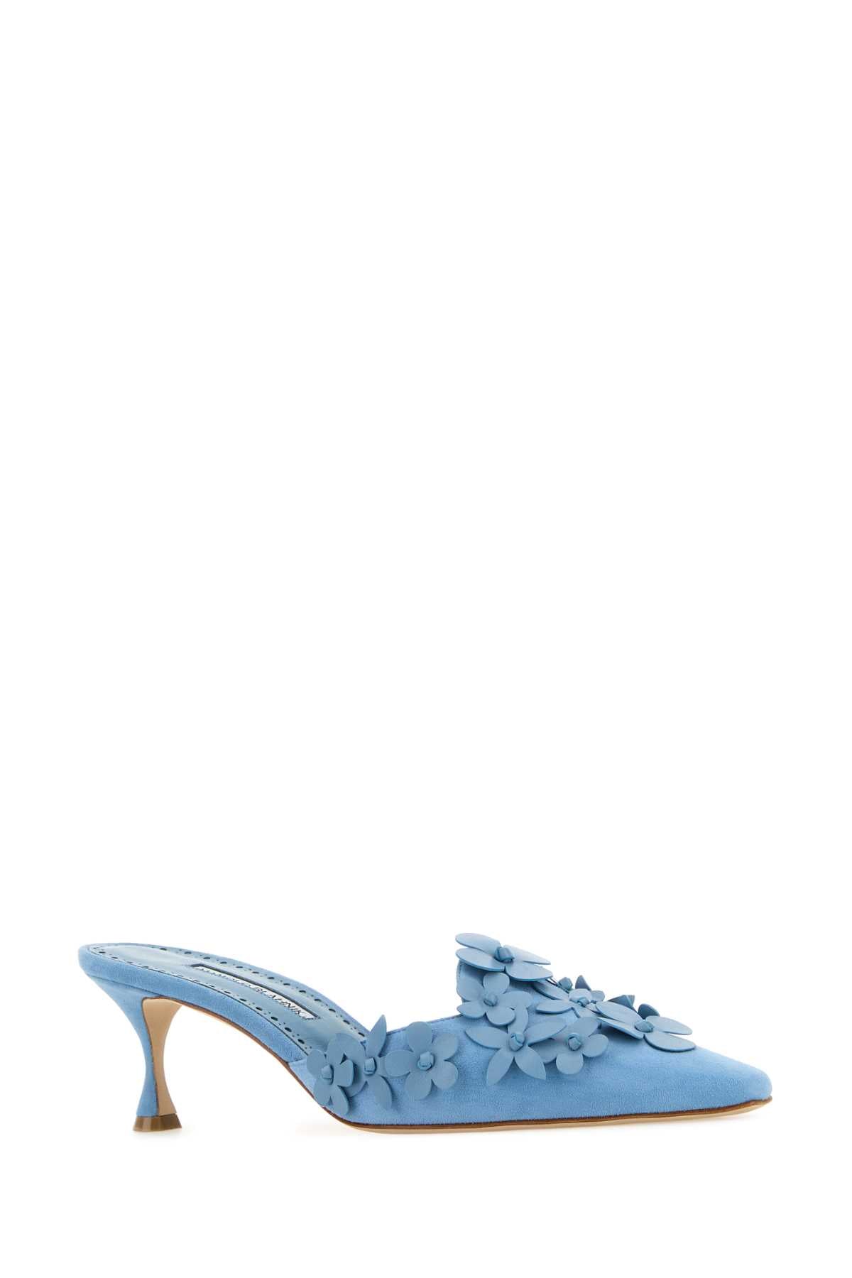 MANOLO BLAHNIK Suede Harnes Flat with 5 cm Heel Height