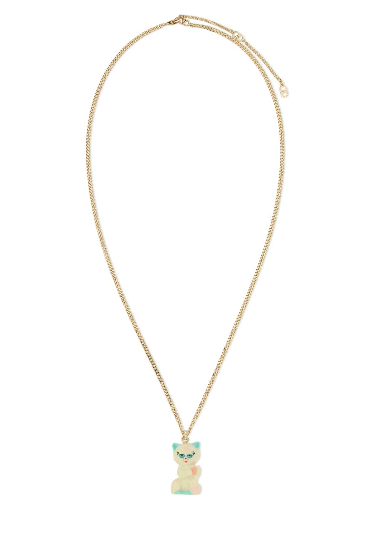 VALENTINO GARAVANI Multicolor Mini Nylon and Metal Le Chat Necklace - Adjustable 65-75 cm