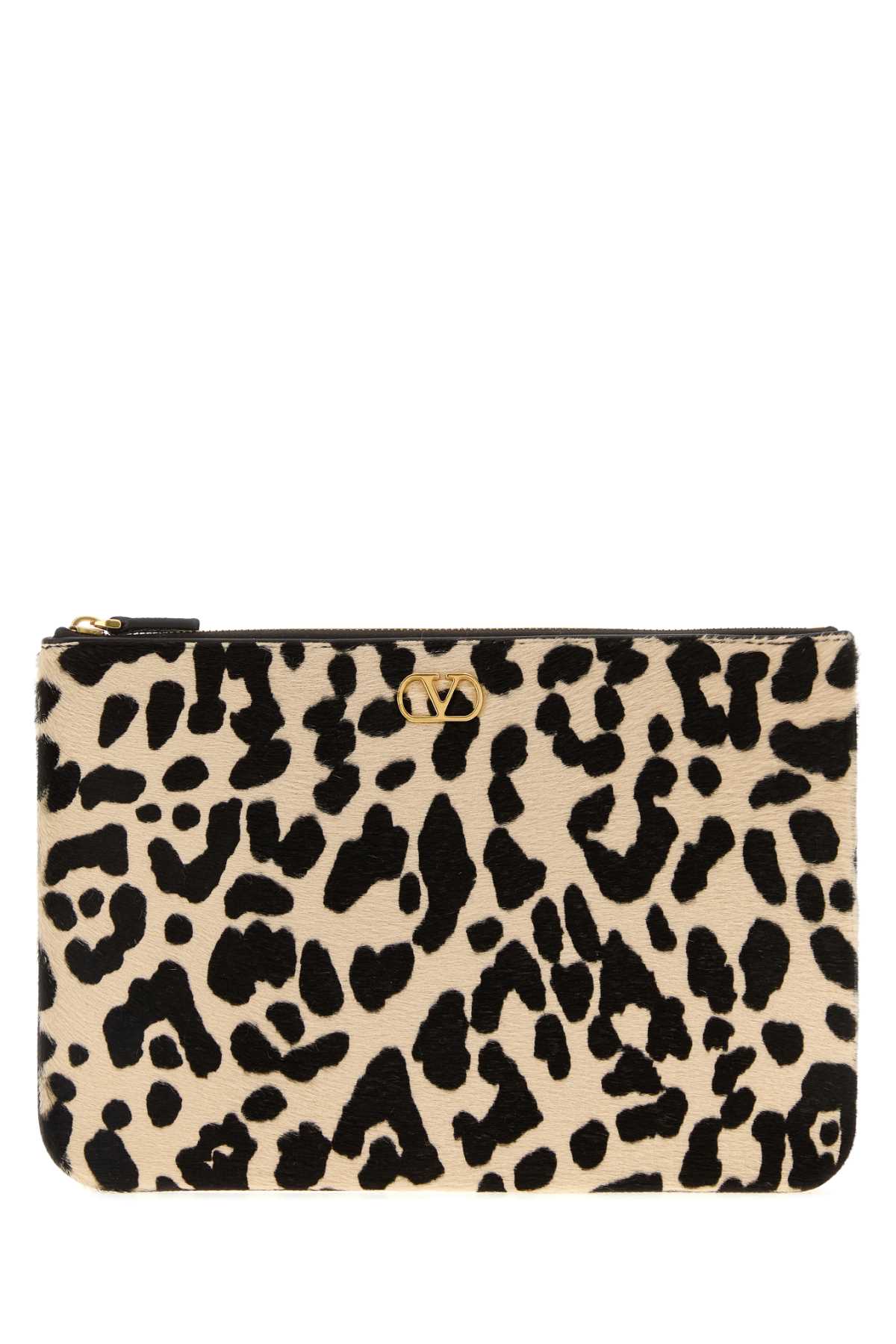 VALENTINO GARAVANI Printed Mini Leather Hair VLogo Signature Pouch Handbag