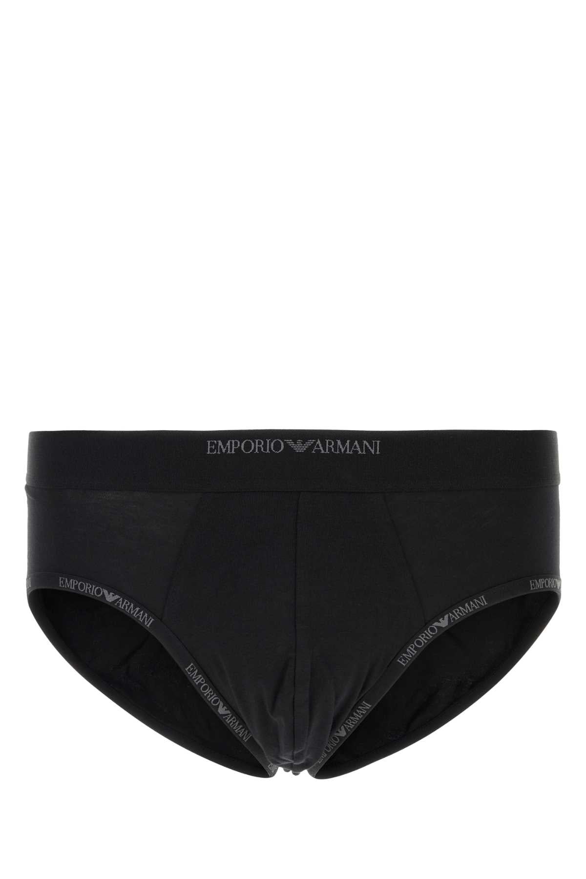 EMPORIO ARMANI Classic Black Stretch Cotton Brief Set for Men