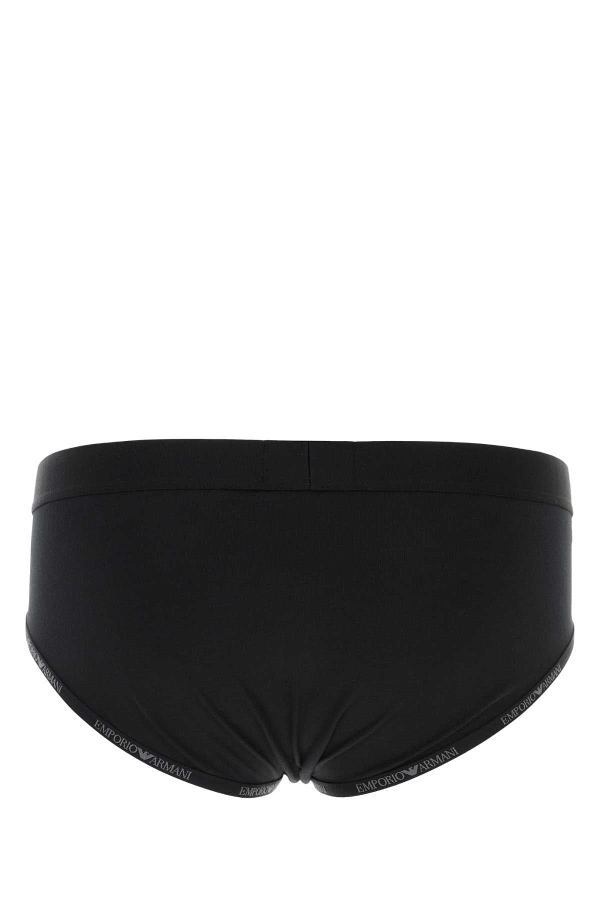EMPORIO ARMANI Classic Black Stretch Cotton Brief Set for Men