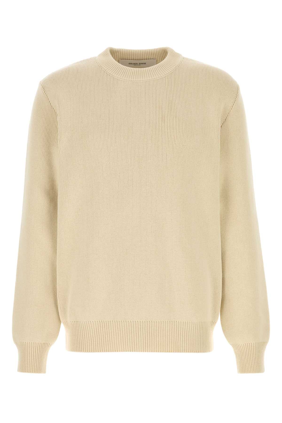 GOLDEN GOOSE DELUXE BRAND Beige Stretch Cotton Blend Sweater for Men - Perfect for Fall 2025