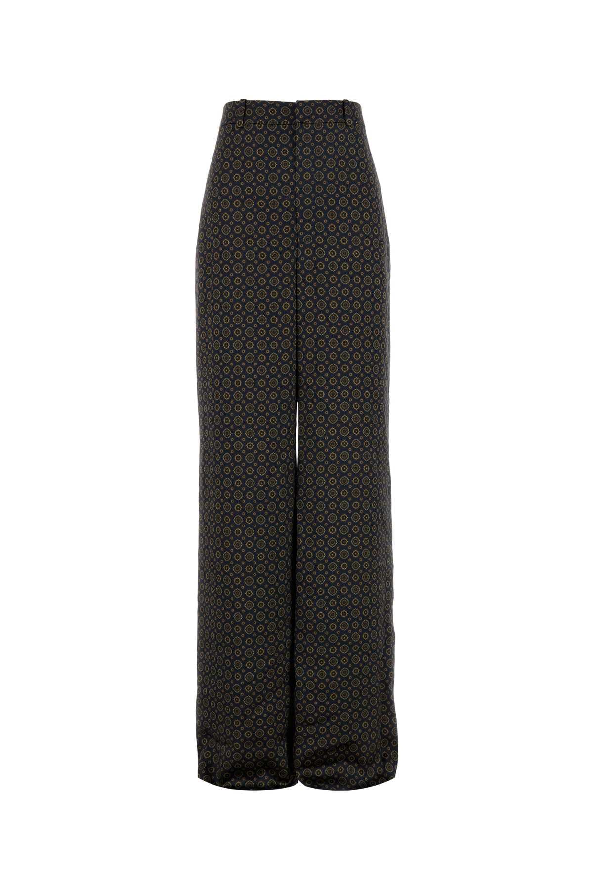 SAINT LAURENT Printed Satin Wide-Leg Pant - Size Large