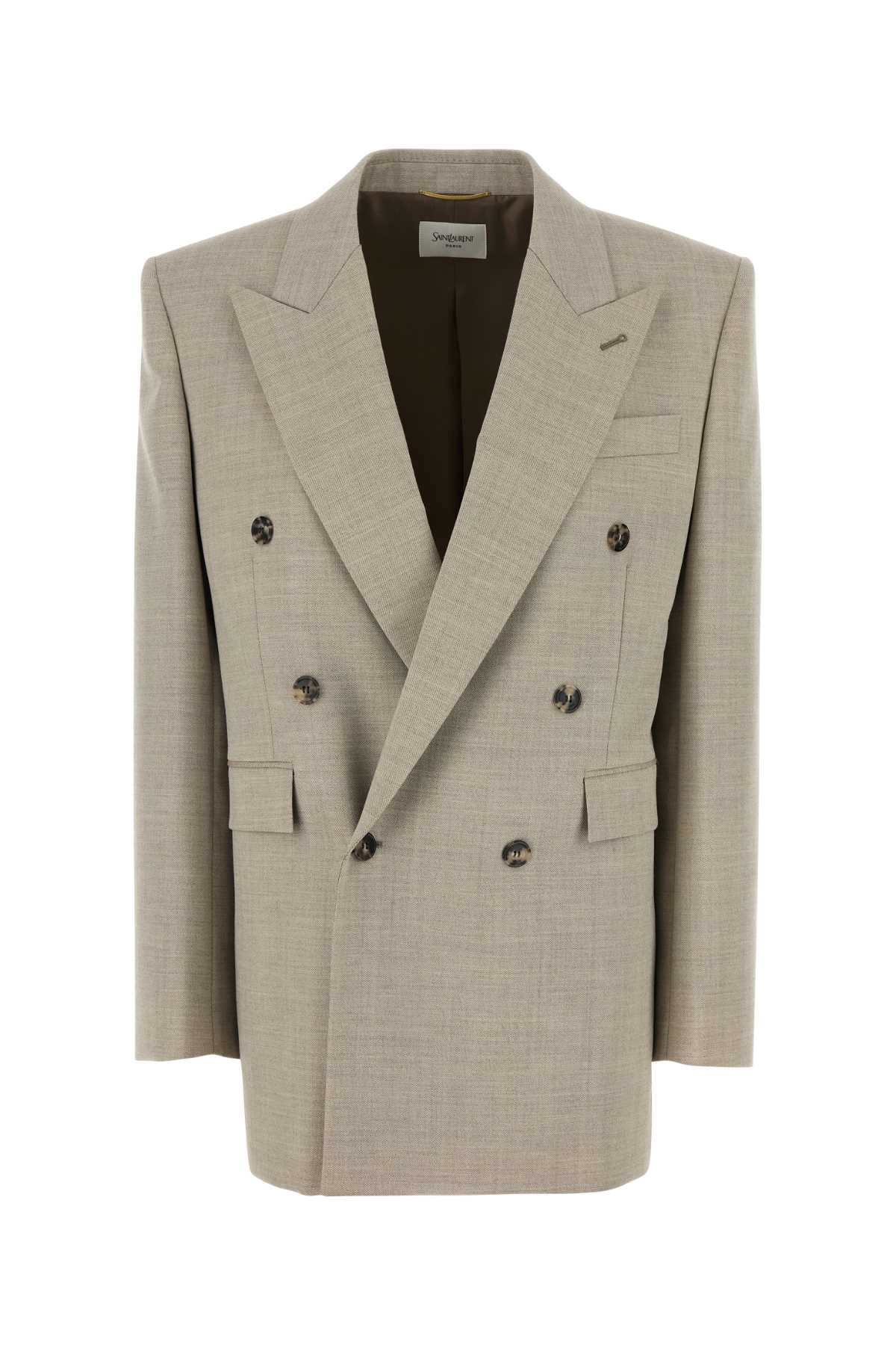 SAINT LAURENT Cappuccino Wool Blazer