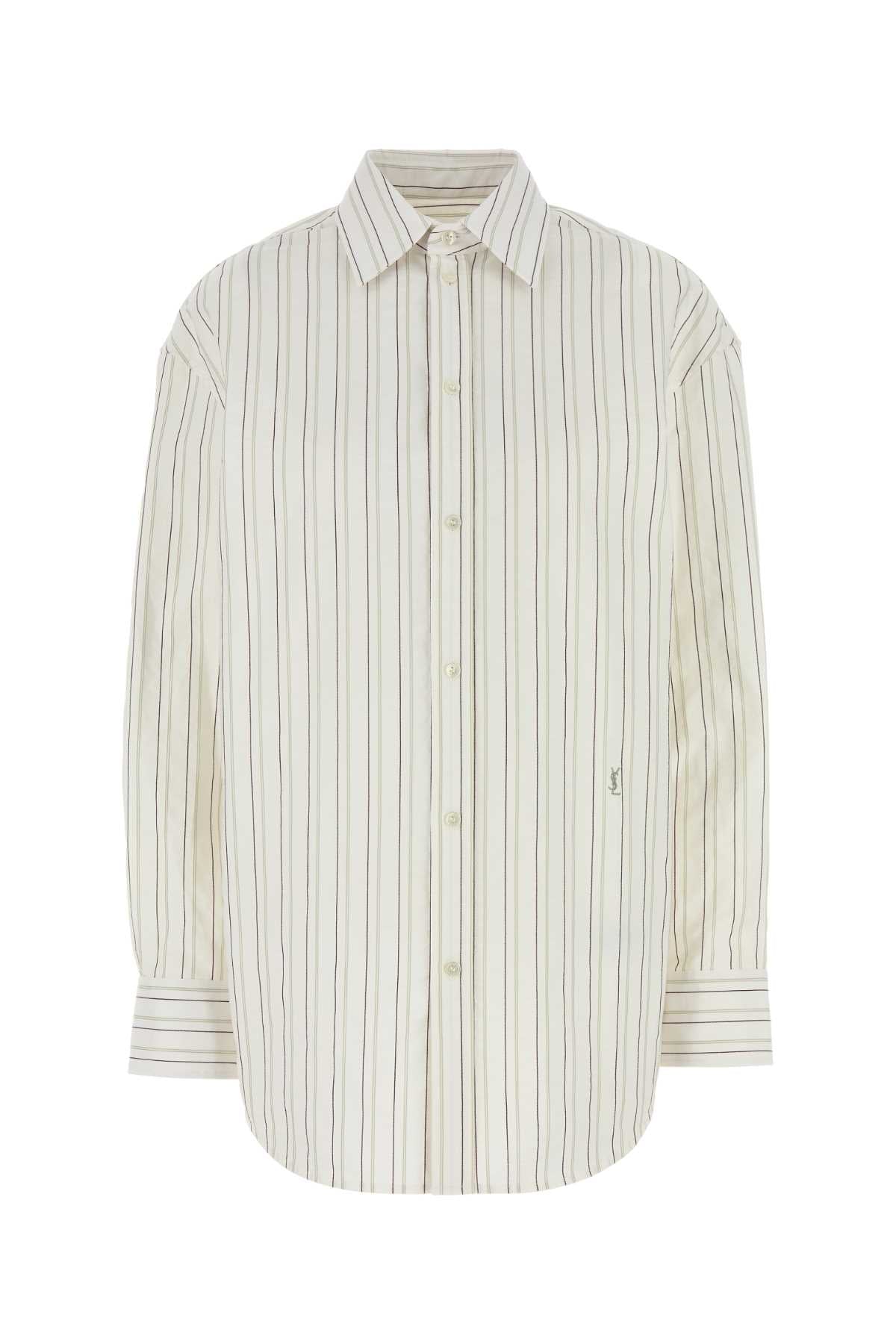 SAINT LAURENT Oversized Embroidered Cotton Shirt for Women