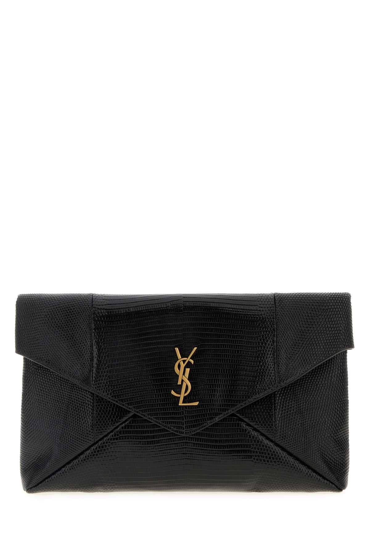 SAINT LAURENT Elegant Leather Clutch - 28 cm x 20 cm x 4 cm