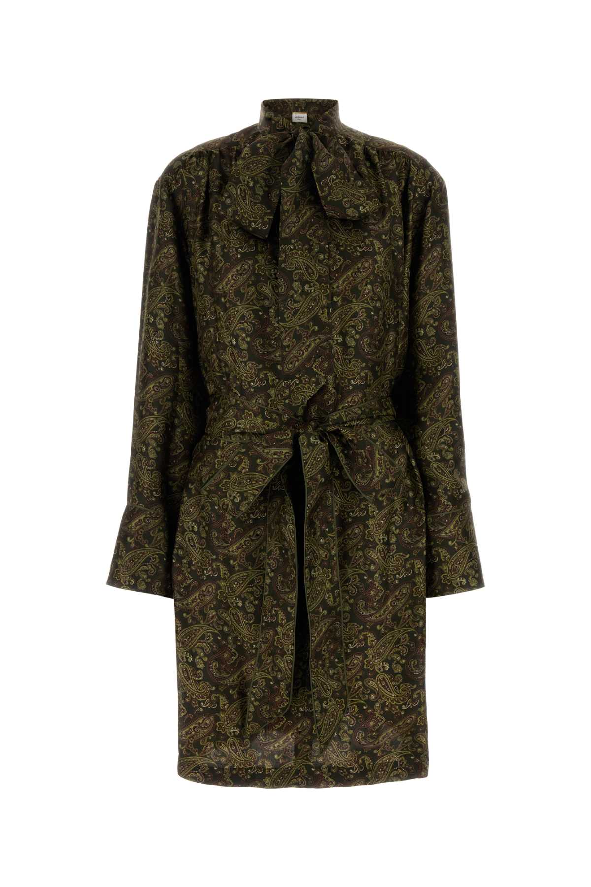 SAINT LAURENT Elegant Printed Silk Dress