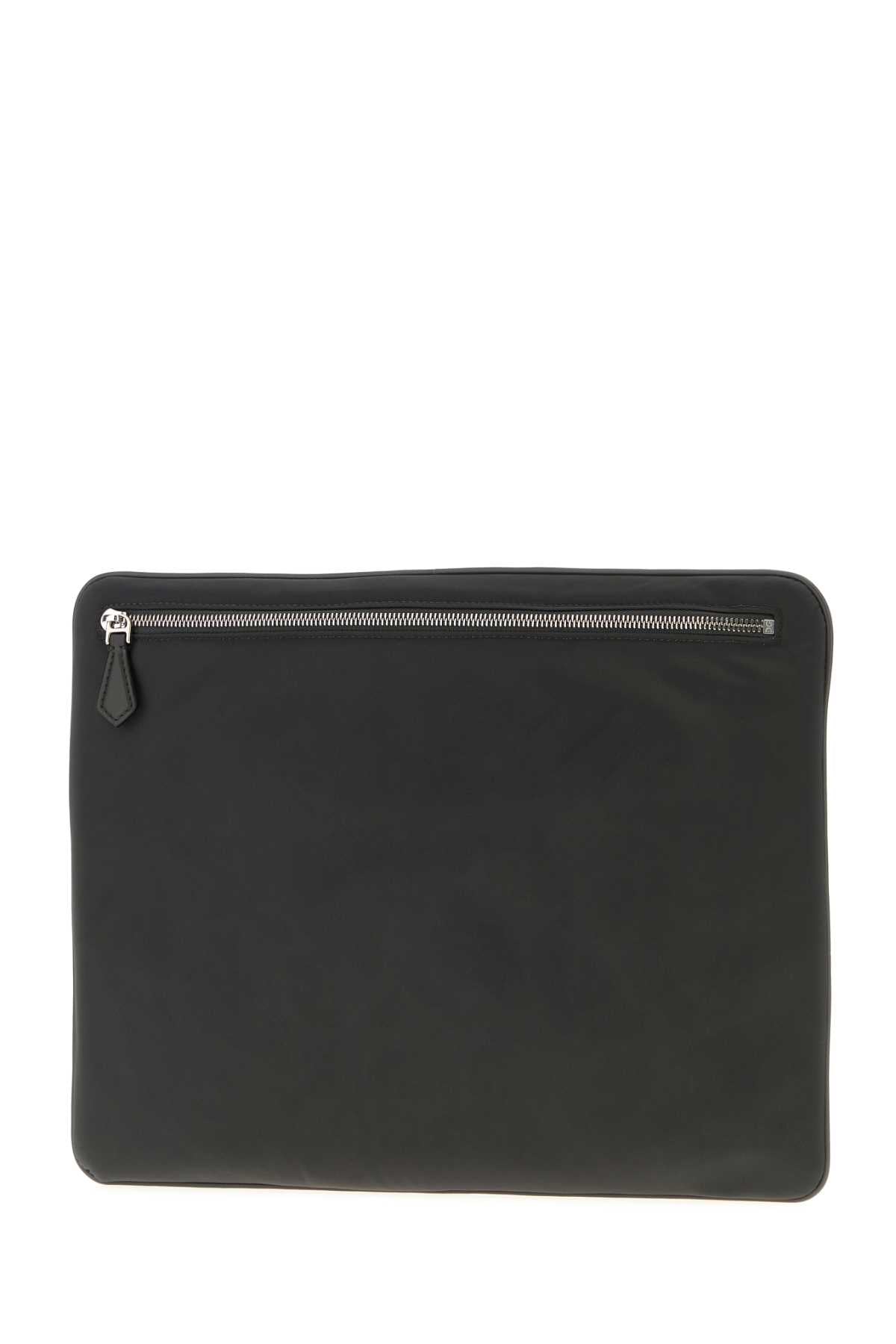 DOLCE & GABBANA Charcoal Fabric Clutch - 38 cm x 30 cm x 4 cm