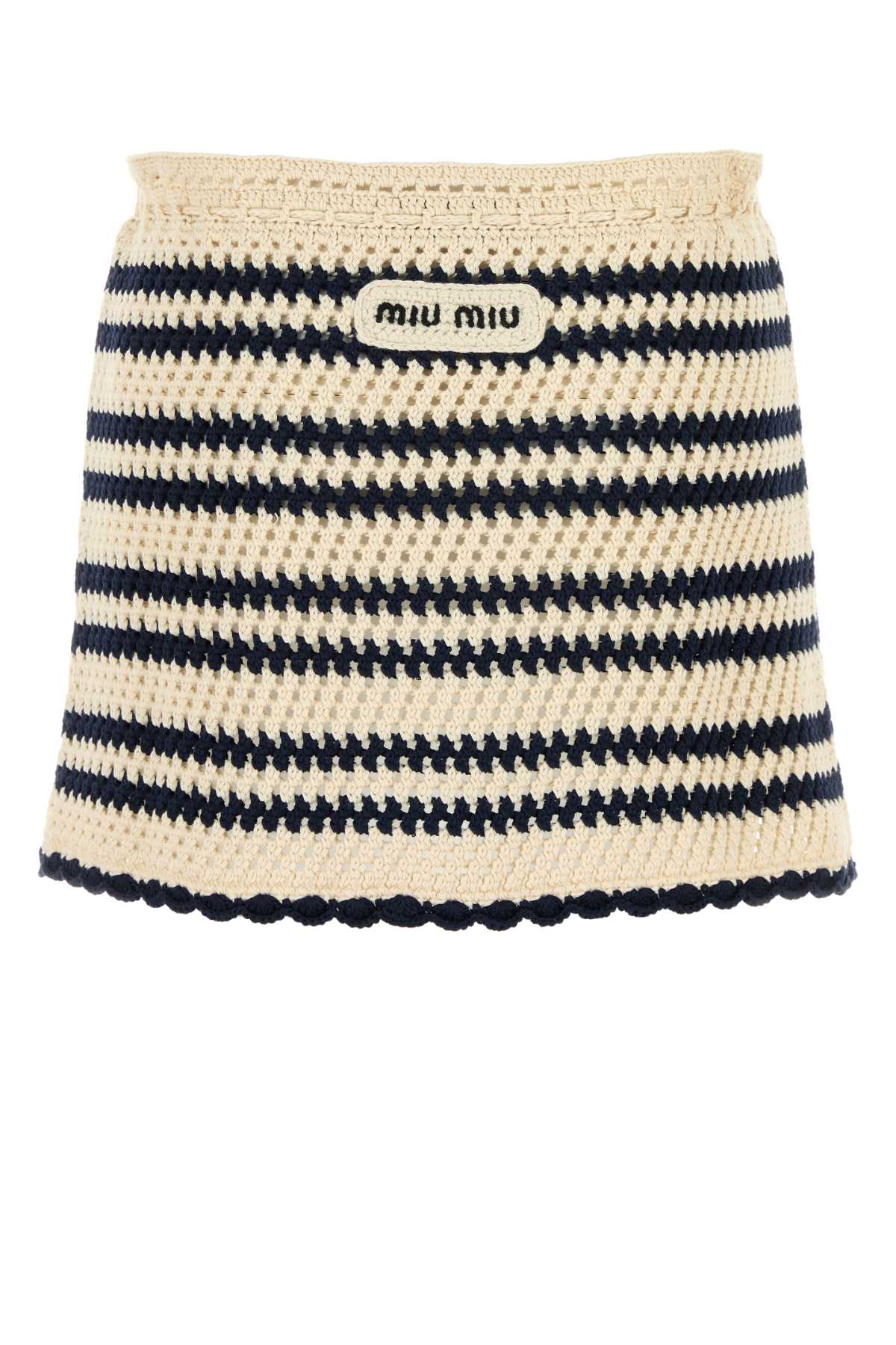 MIU MIU Chic Two-tone Crochet Mini Skirt