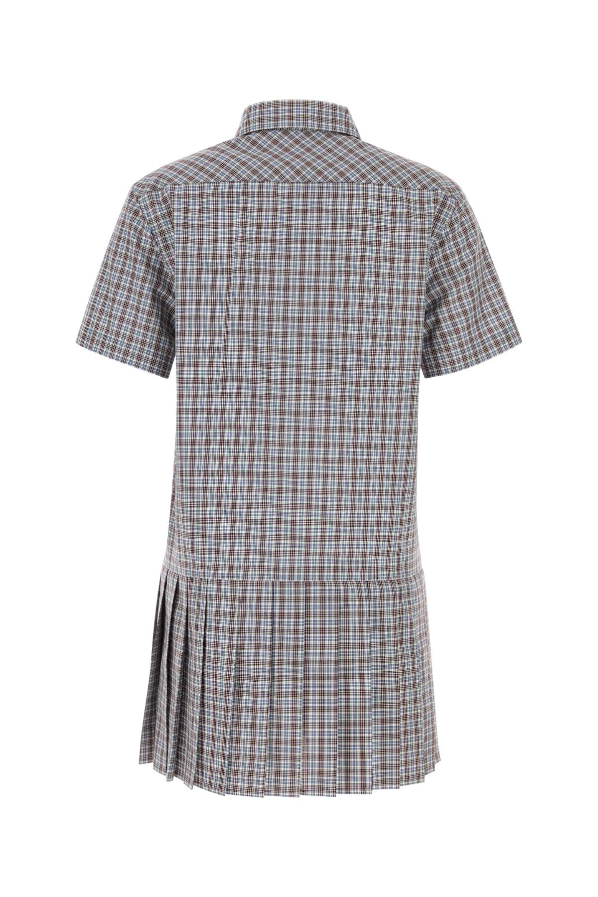 MIU MIU Embroidered Cotton Mini Shirt Dress