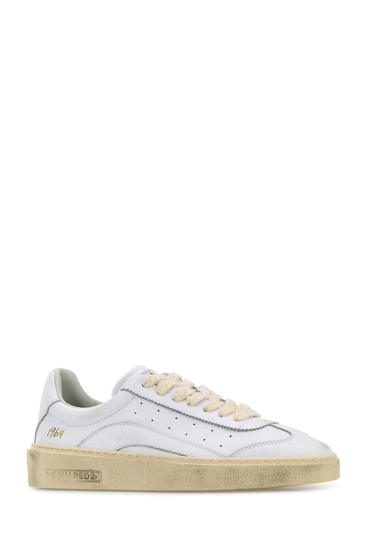 DSQUARED Elegant White Leather Rider Sneaker for Women
