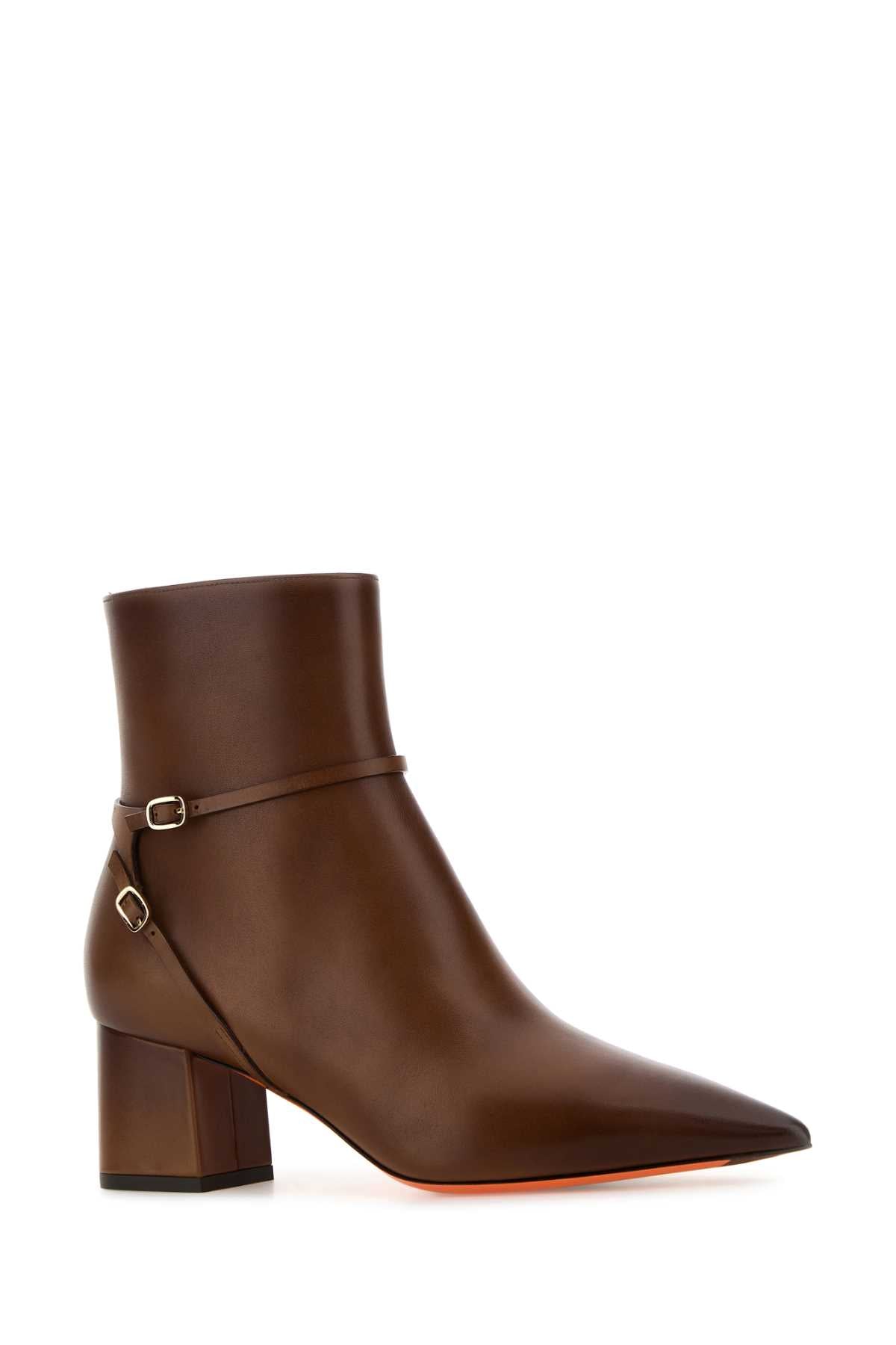 SANTONI Stylish Leather Ankle Boots with 6 cm Heel for Women