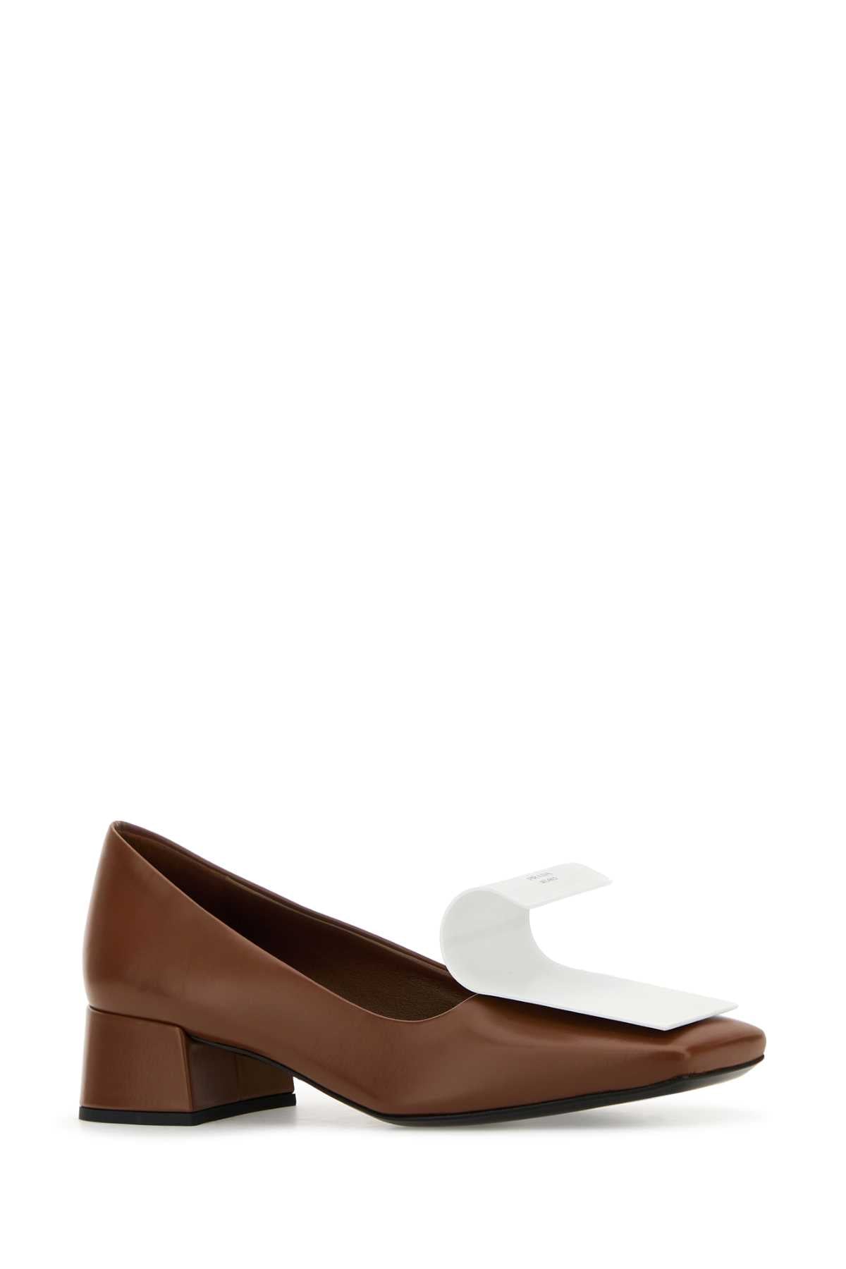 PRADA Two-Tone Leather Mini Pumps with 4 cm Heel Height