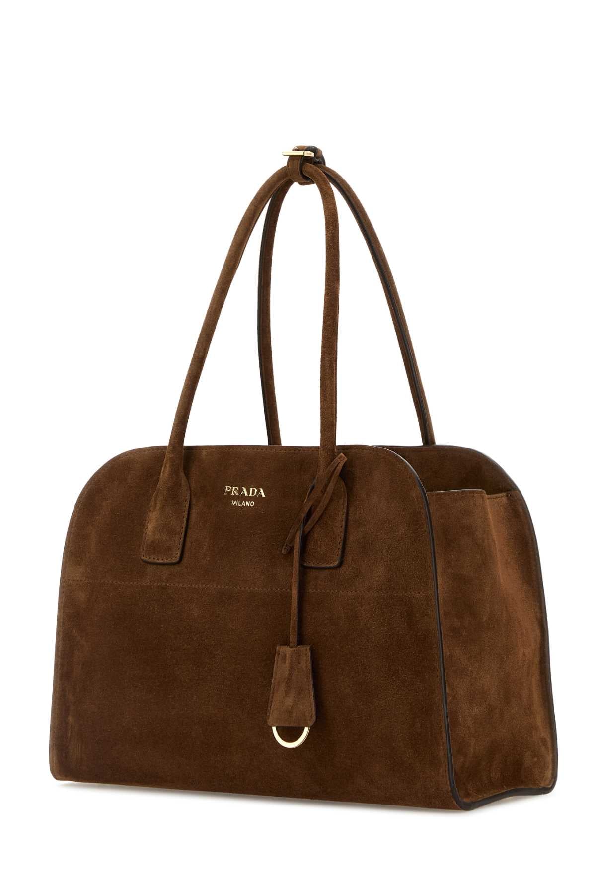 PRADA Medium Suede Shopping Handbag