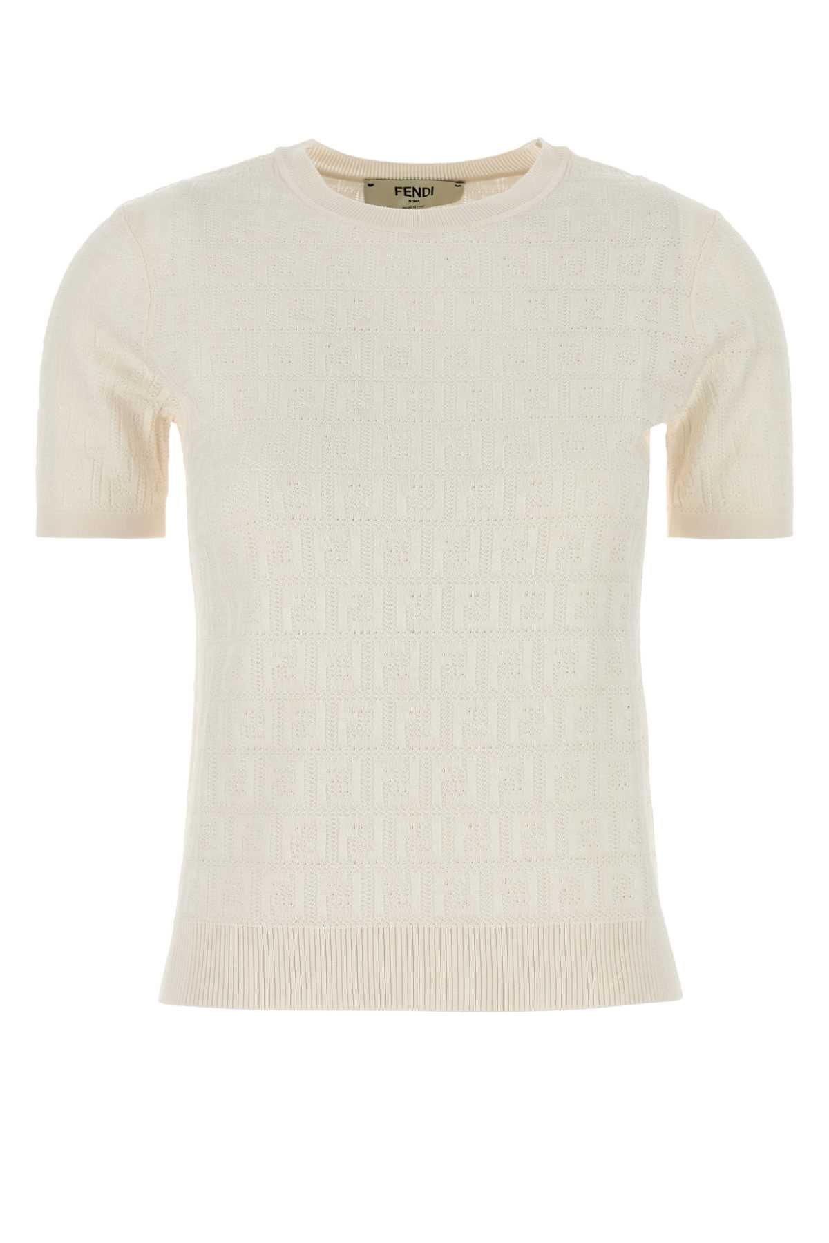 FENDI Ivory Cotton Blend Sweater - Stylish Knitwear for Women