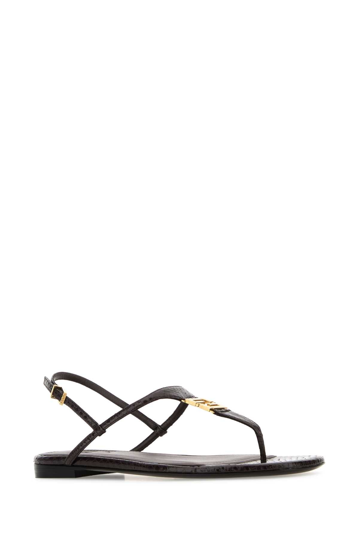 FENDI Luxurious Leather Fold Thong Sandals