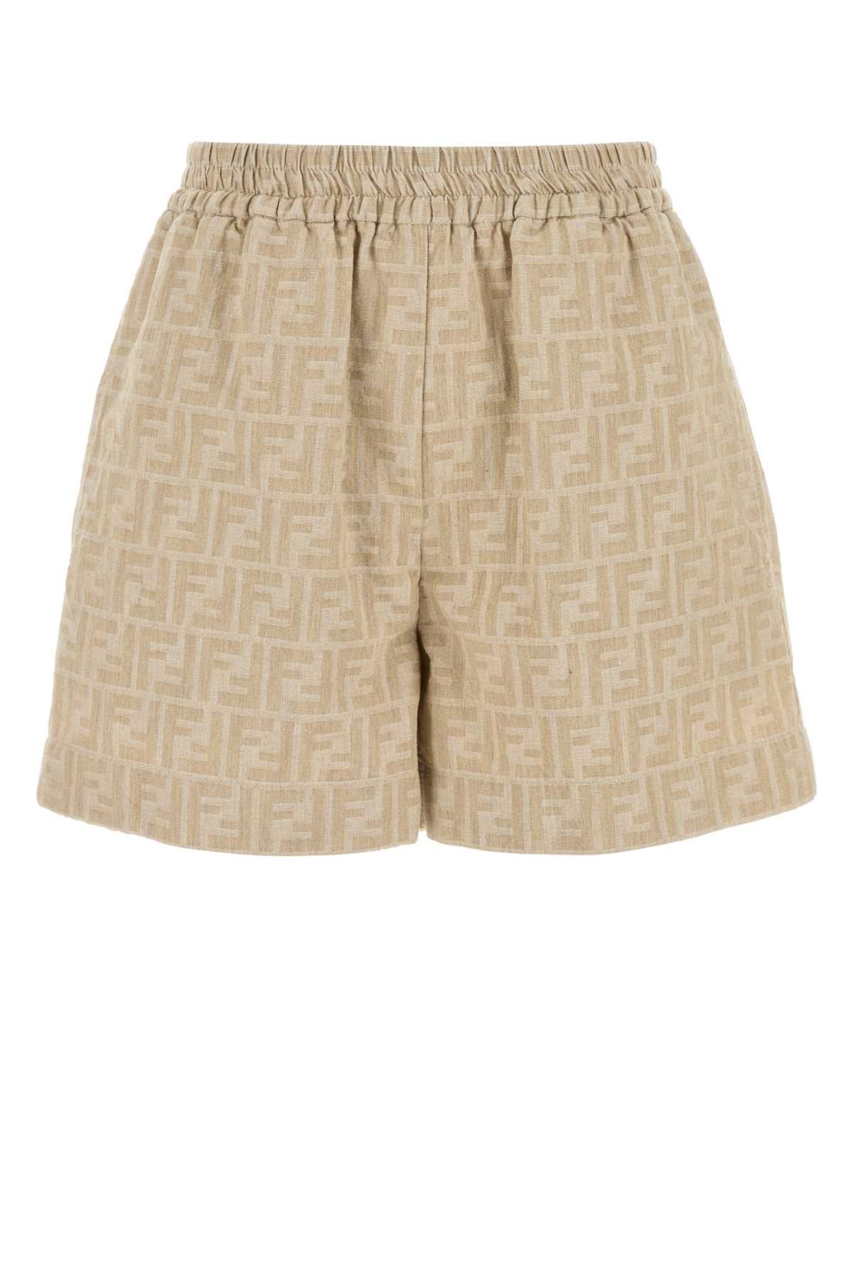 FENDI Embroidered Chambray Mini Shorts for Women