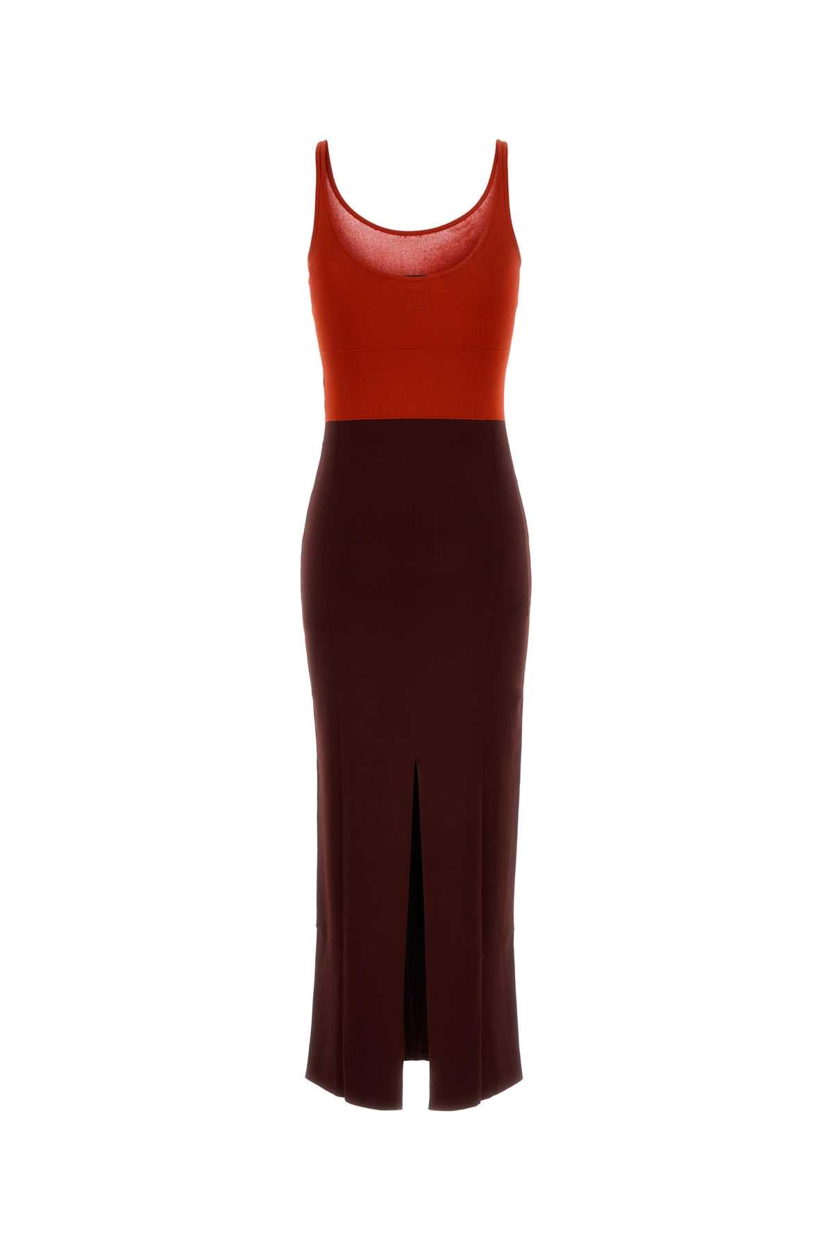 FENDI Two-tone Viscose Blend Long Dress for Women