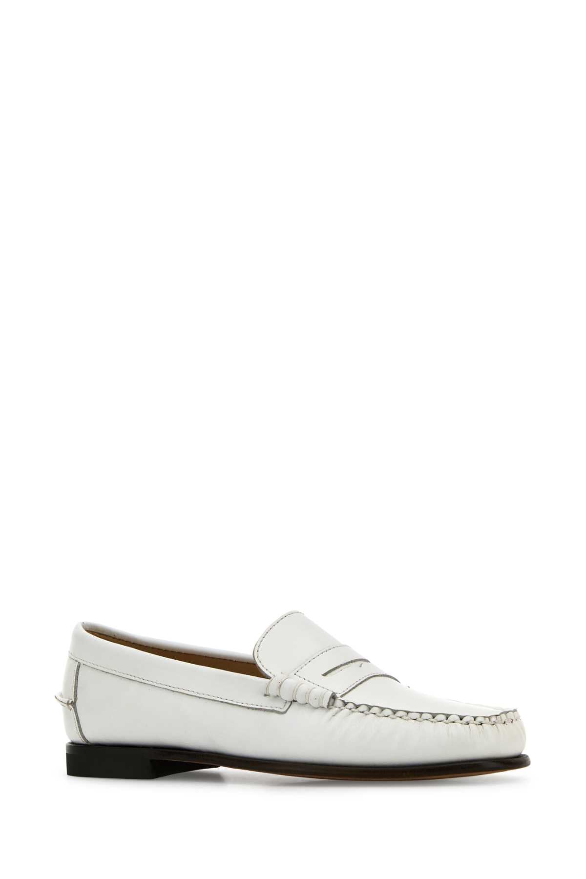 SEBAGO White Leather Danielle Pop Loafers for Women