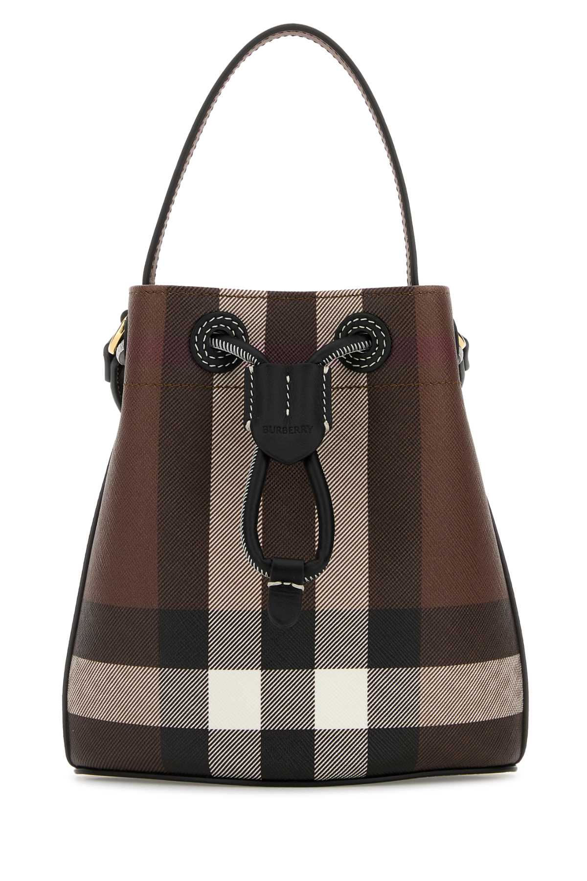 BURBERRY Mini Printed Canvas Check Bucket Handbag