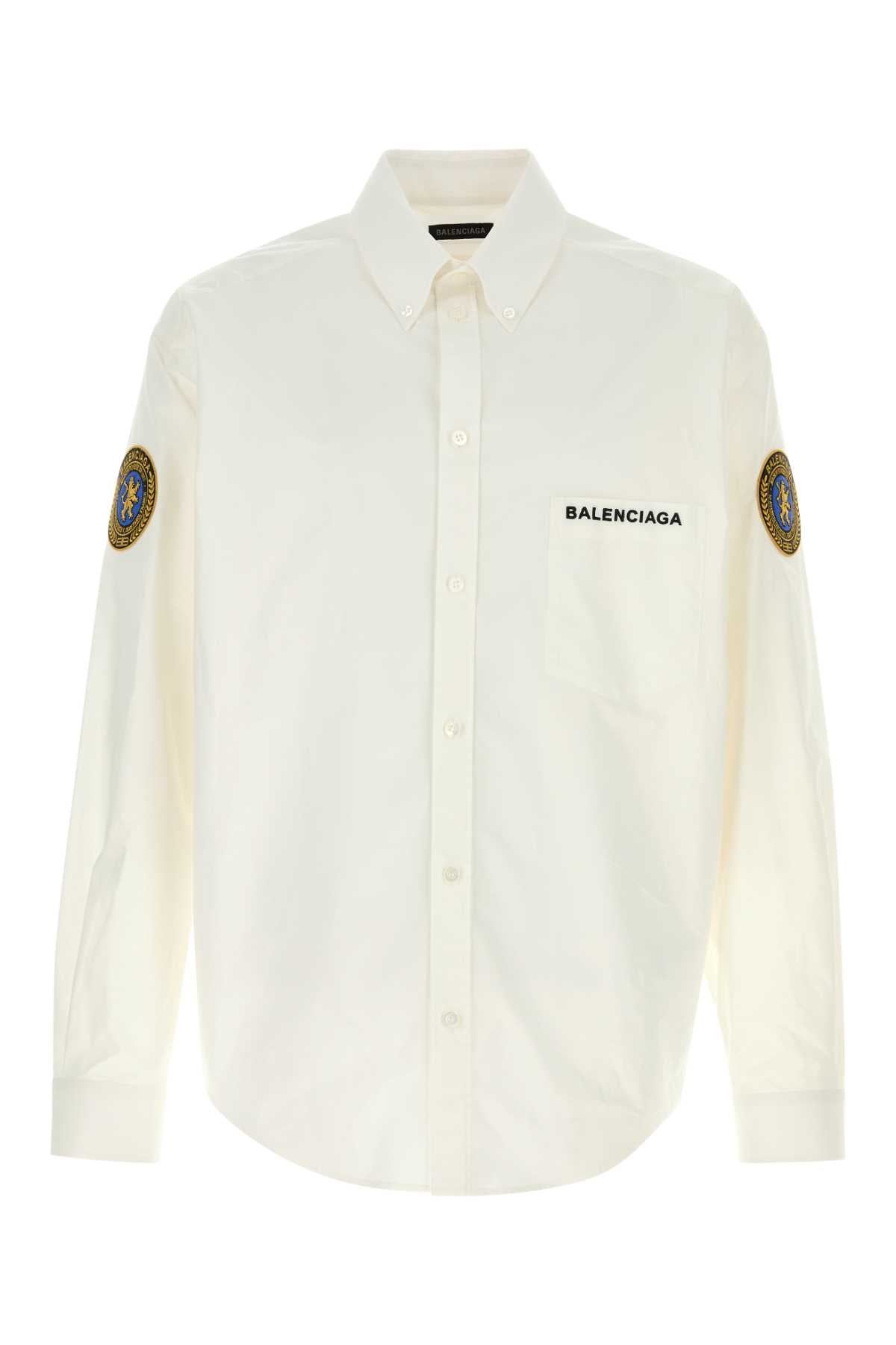 BALENCIAGA Classic White Poplin Shirt for Men