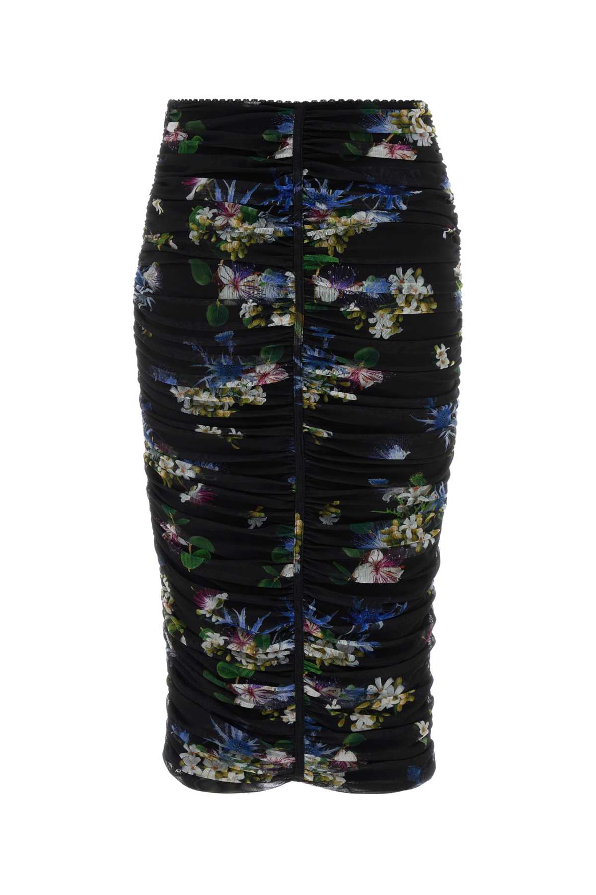 BLUMARINE Floral Printed Stretch Tulle Mini Skirt