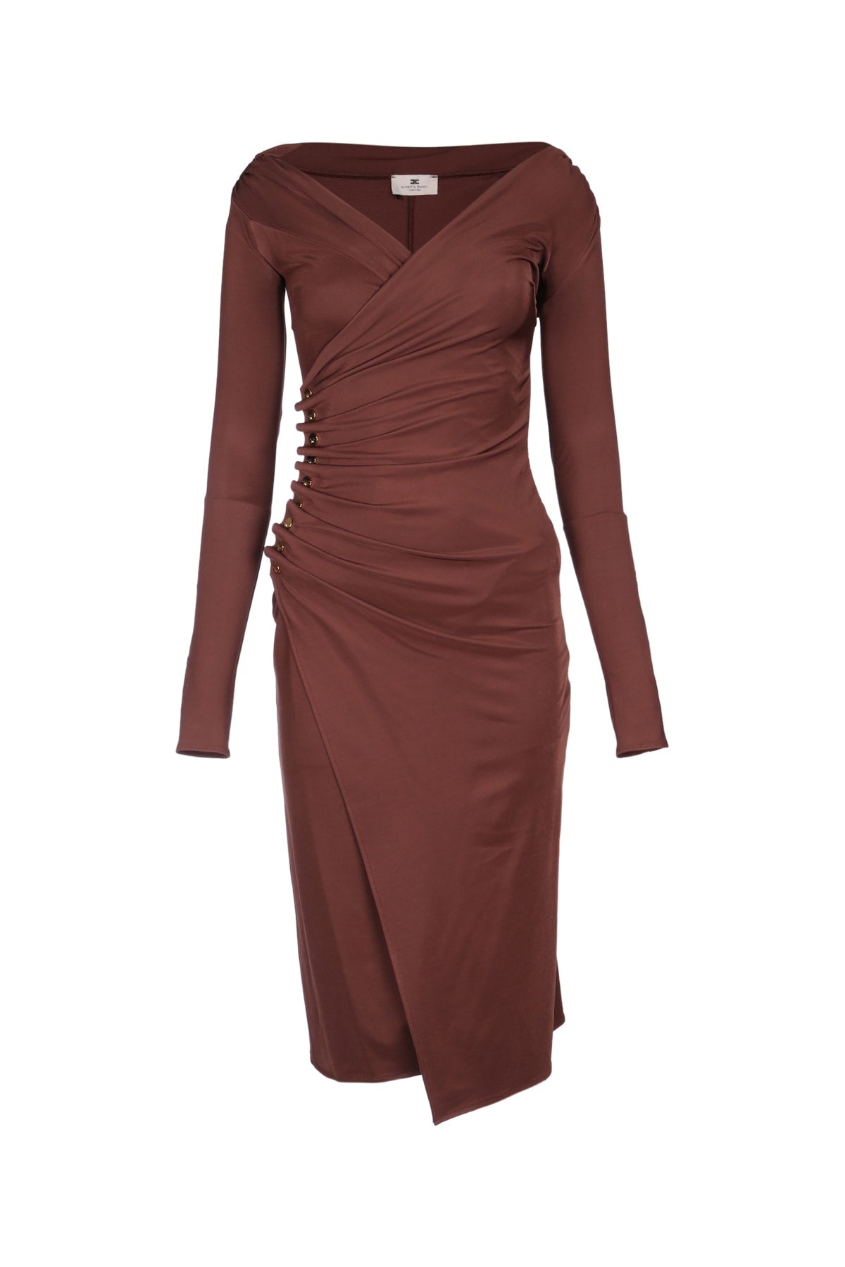 ELISABETTA FRANCHI Sophisticated Midi Dress with V-Neckline
