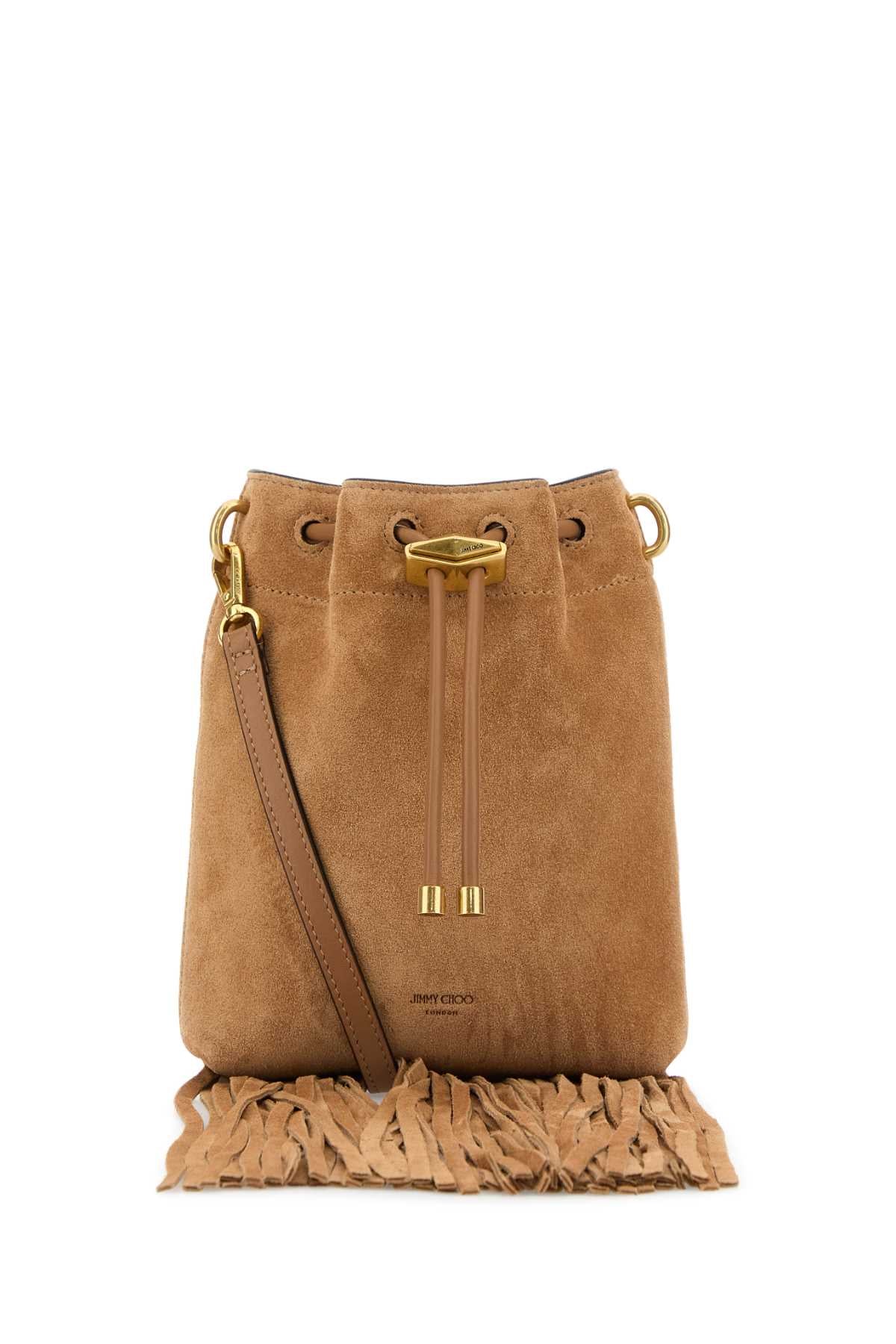 JIMMY CHOO Mini Suede Bon Bon Bucket Handbag