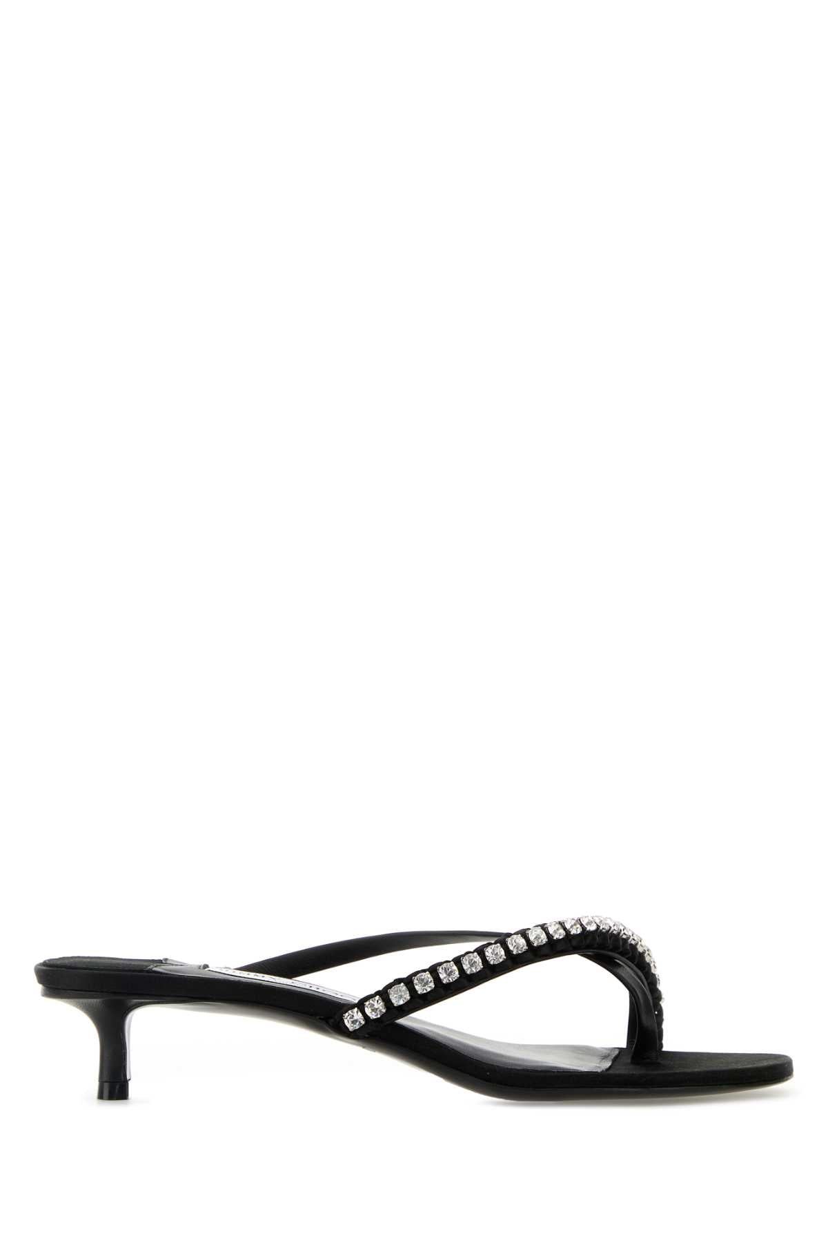 JIMMY CHOO Dila 35 Flat Nappa Leather and Satin Sandals