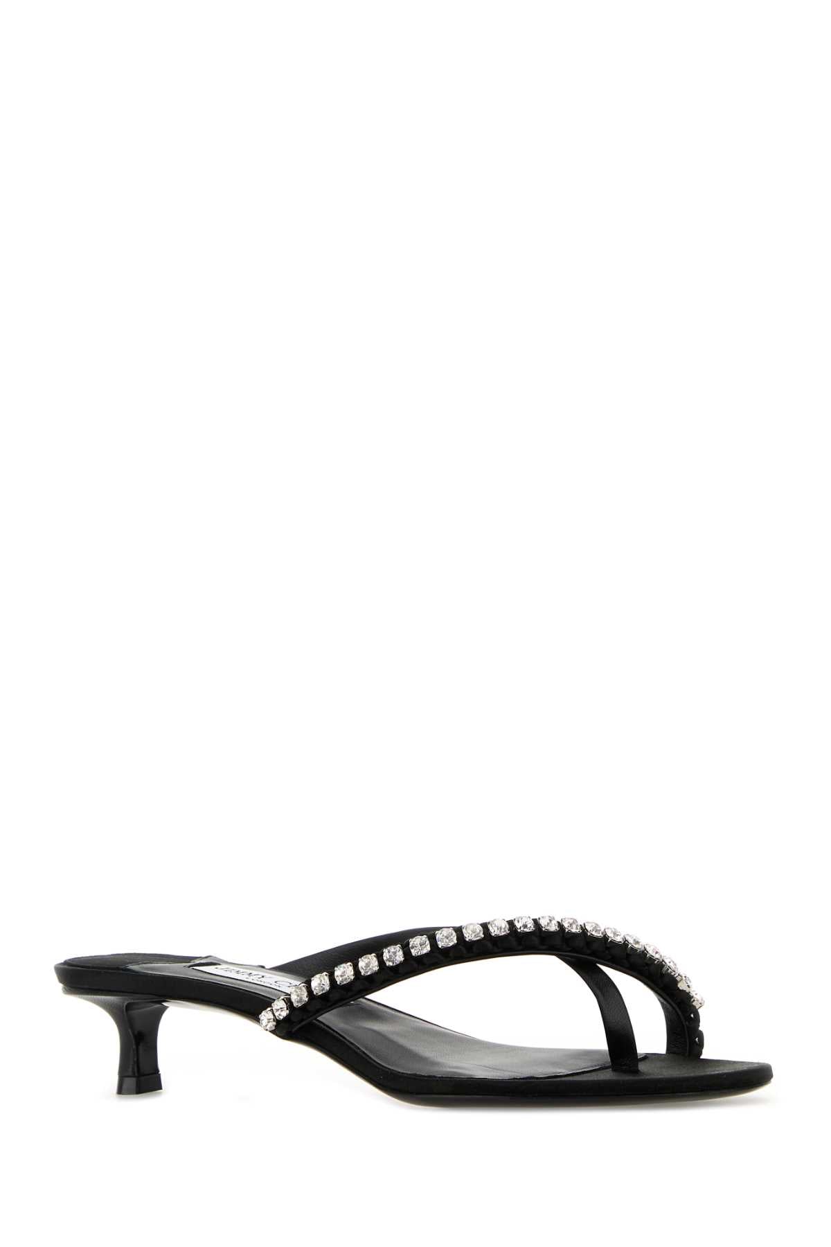 JIMMY CHOO Dila 35 Flat Nappa Leather and Satin Sandals