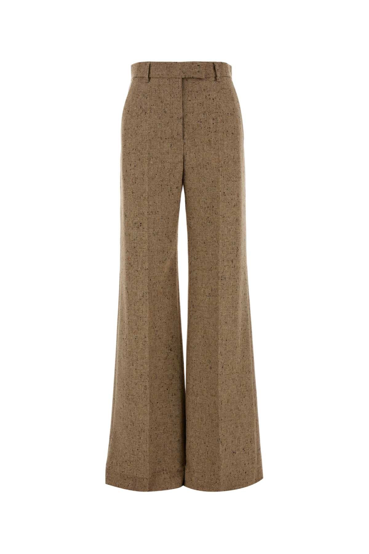 VALENTINO GARAVANI Melange Sand Wool Palazzo Pants for Women