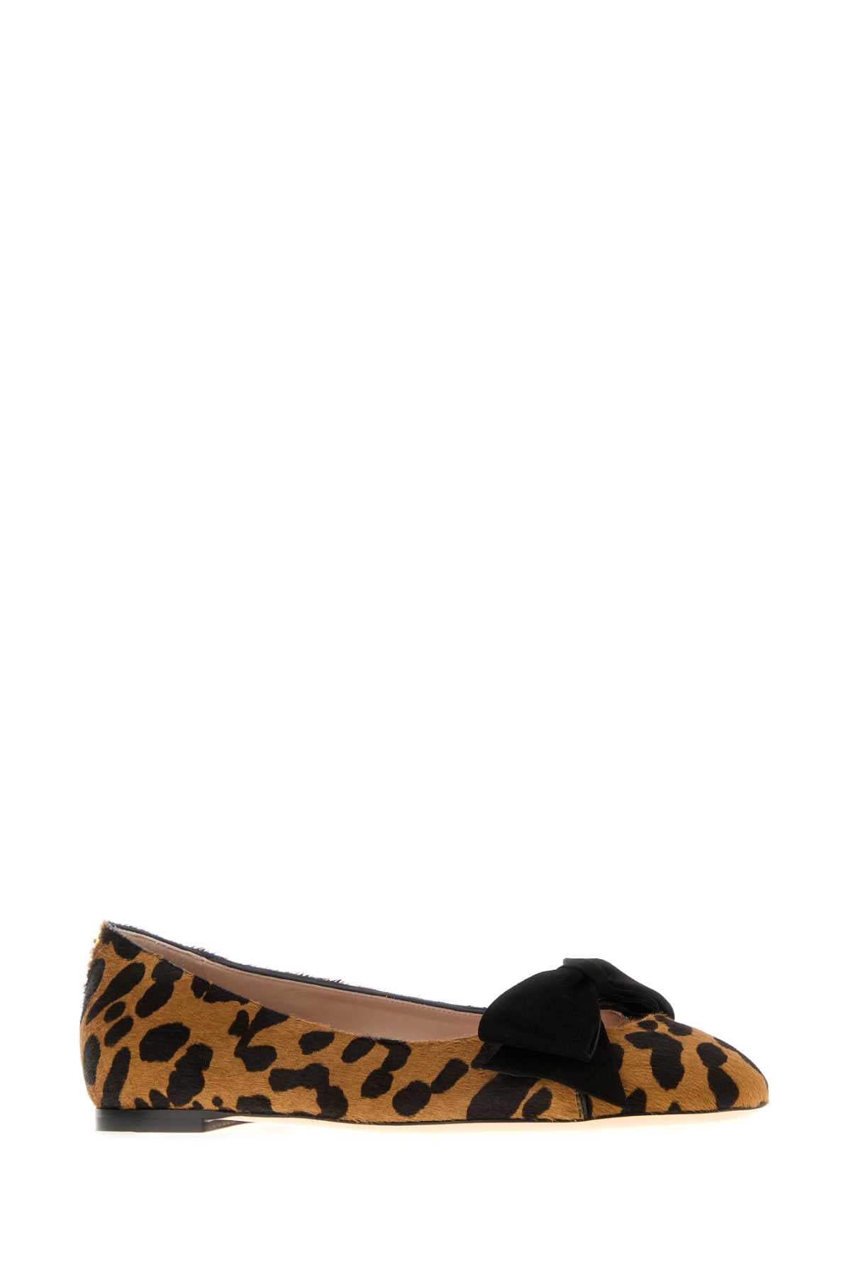 VALENTINO GARAVANI Animal Print Leather Hair Bow Ballerinas
