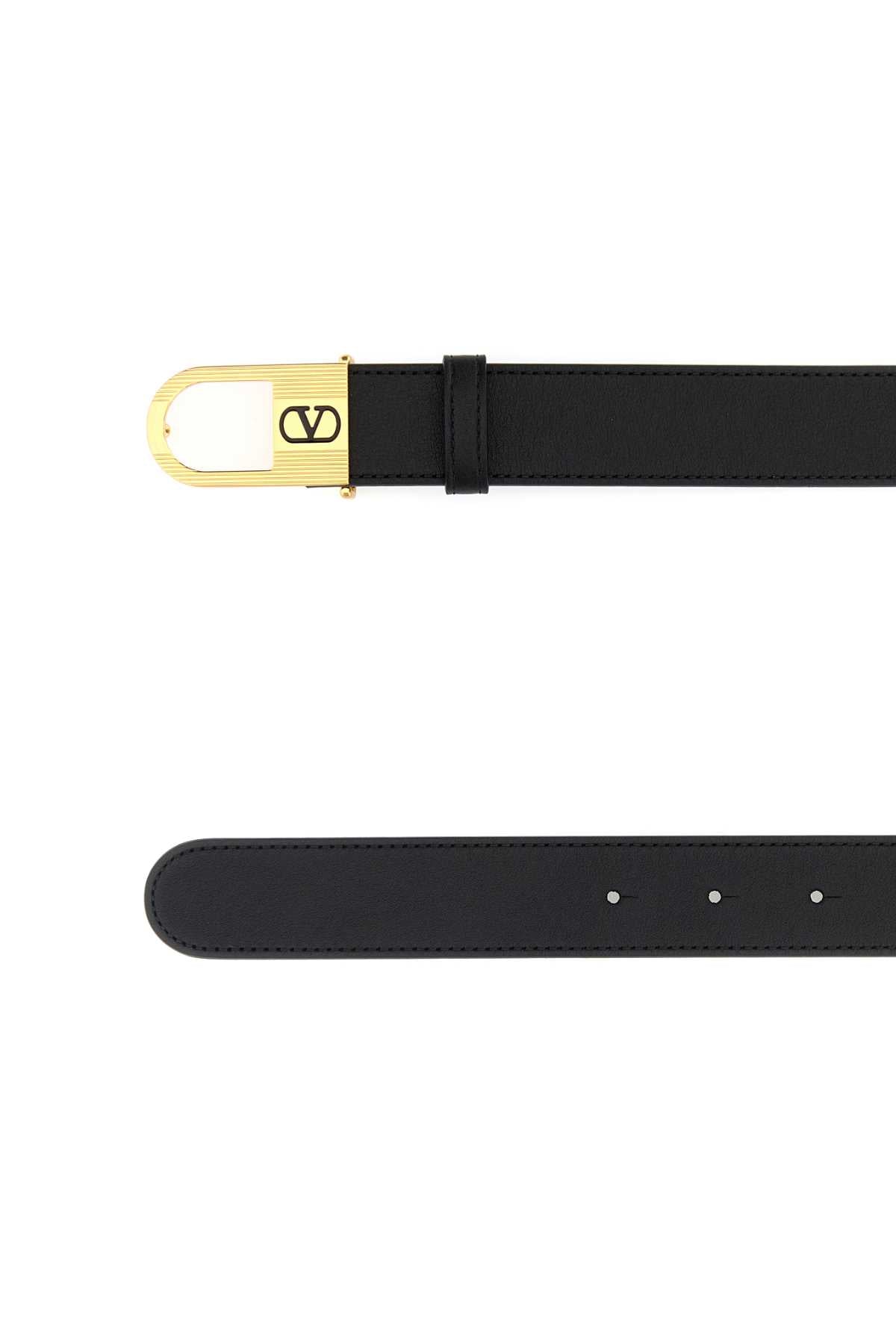 VALENTINO GARAVANI Signature VLogo Leather Belt - Height: 3 cm
