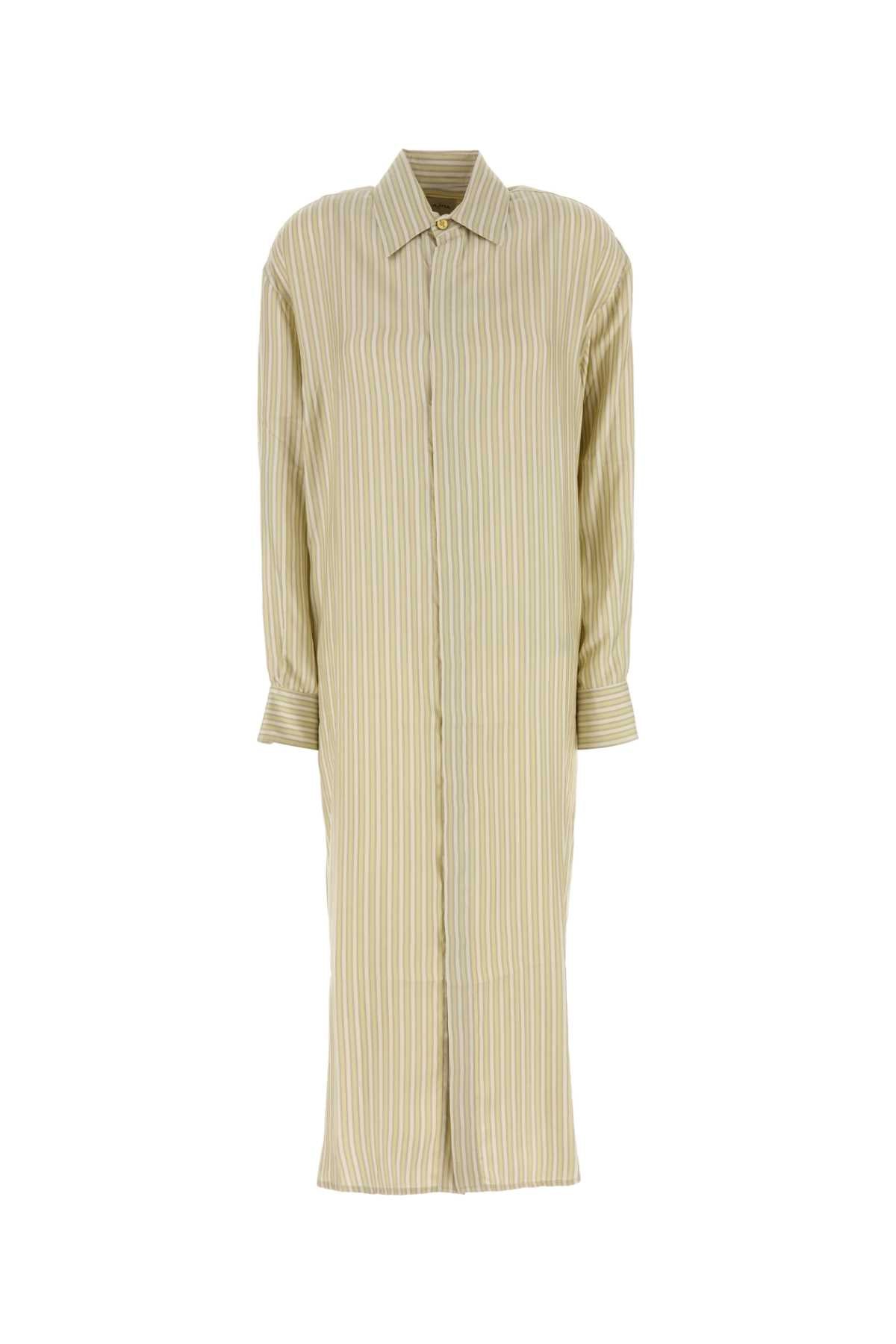 LE KASHA Embroidered Silk Mini Shirt Dress