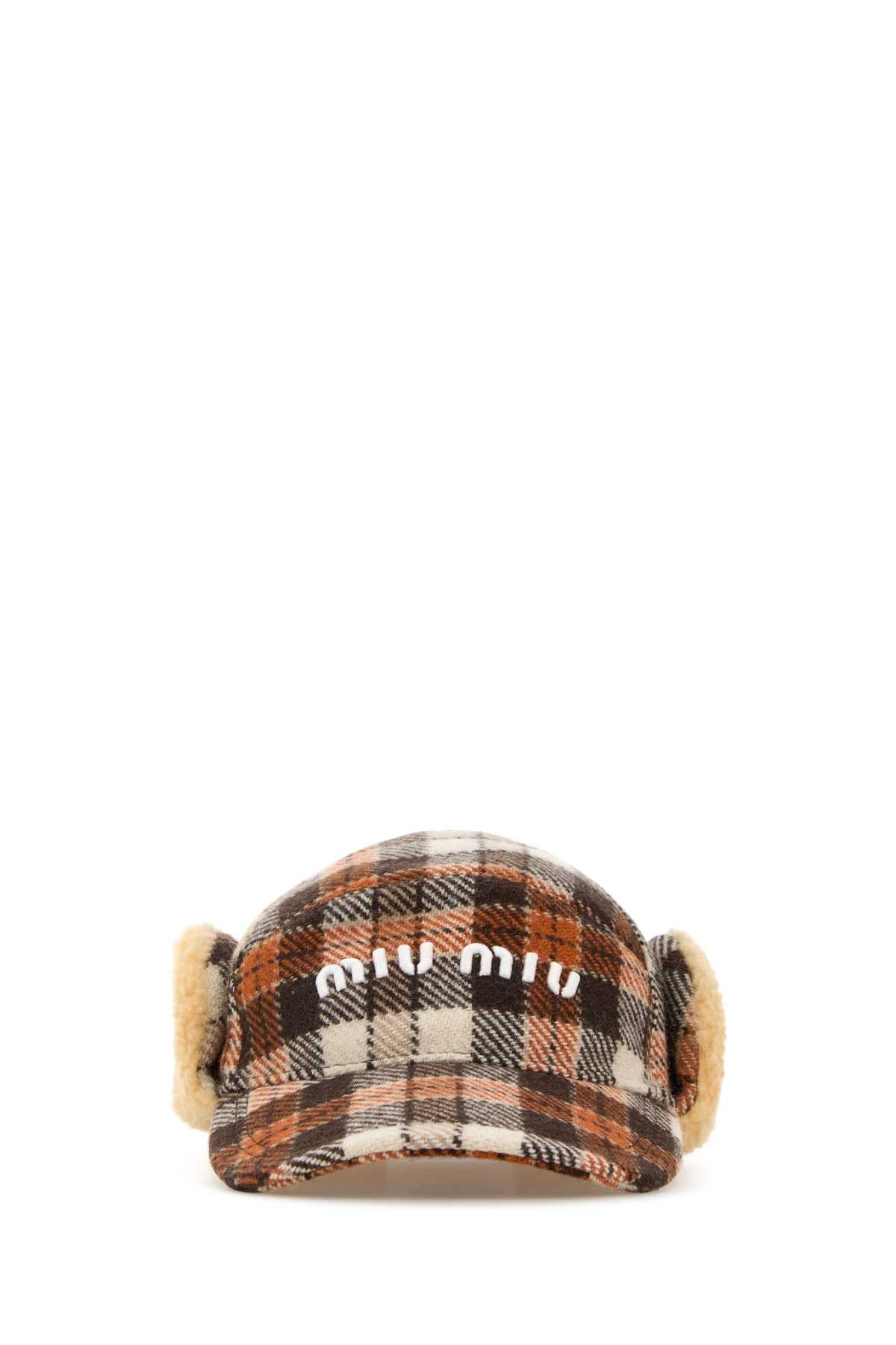 MIU MIU Embroidered Wool Blend Baseball Cap - Women's Mini