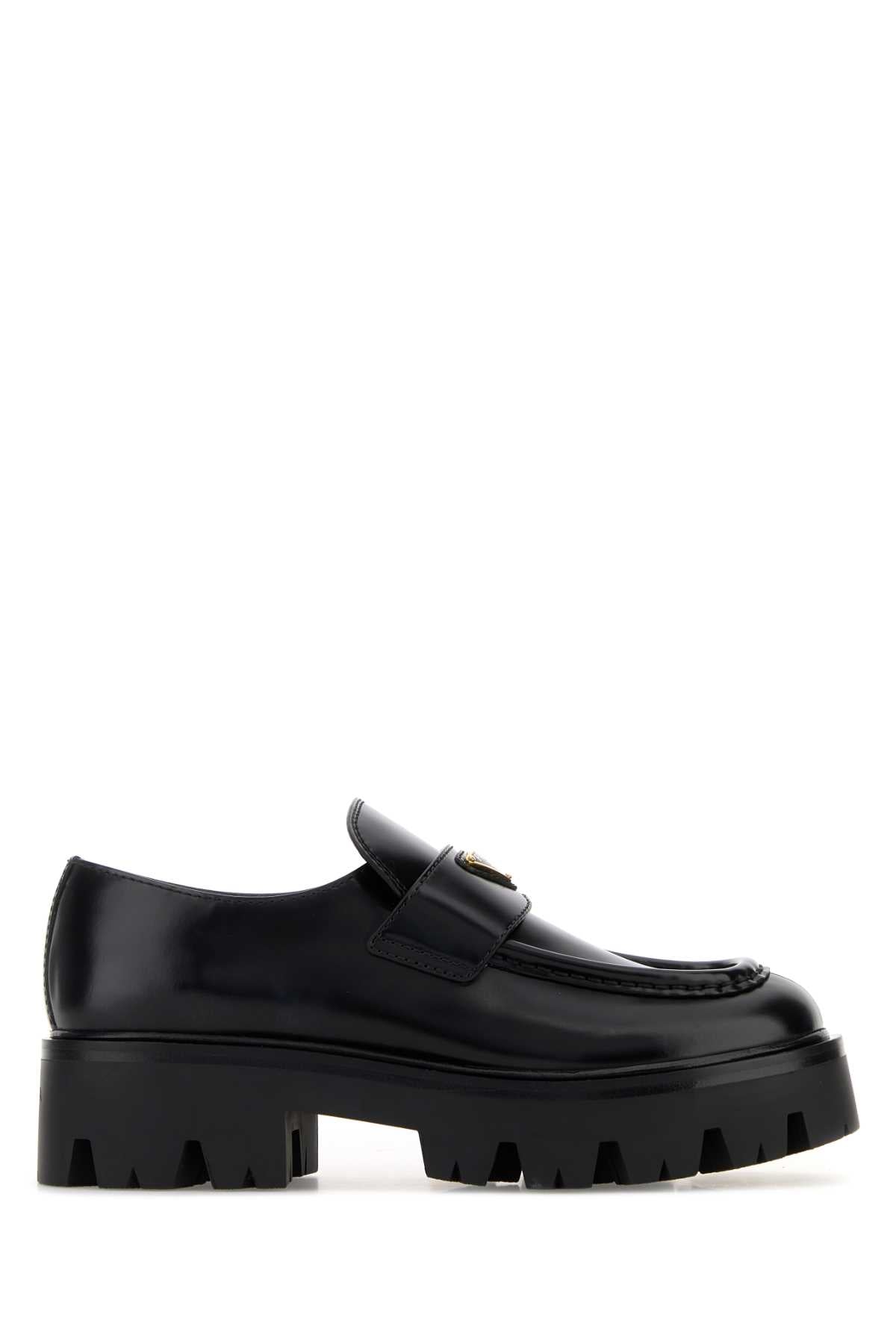 PRADA Elegant Leather Loafers with 4 cm Platform for Women