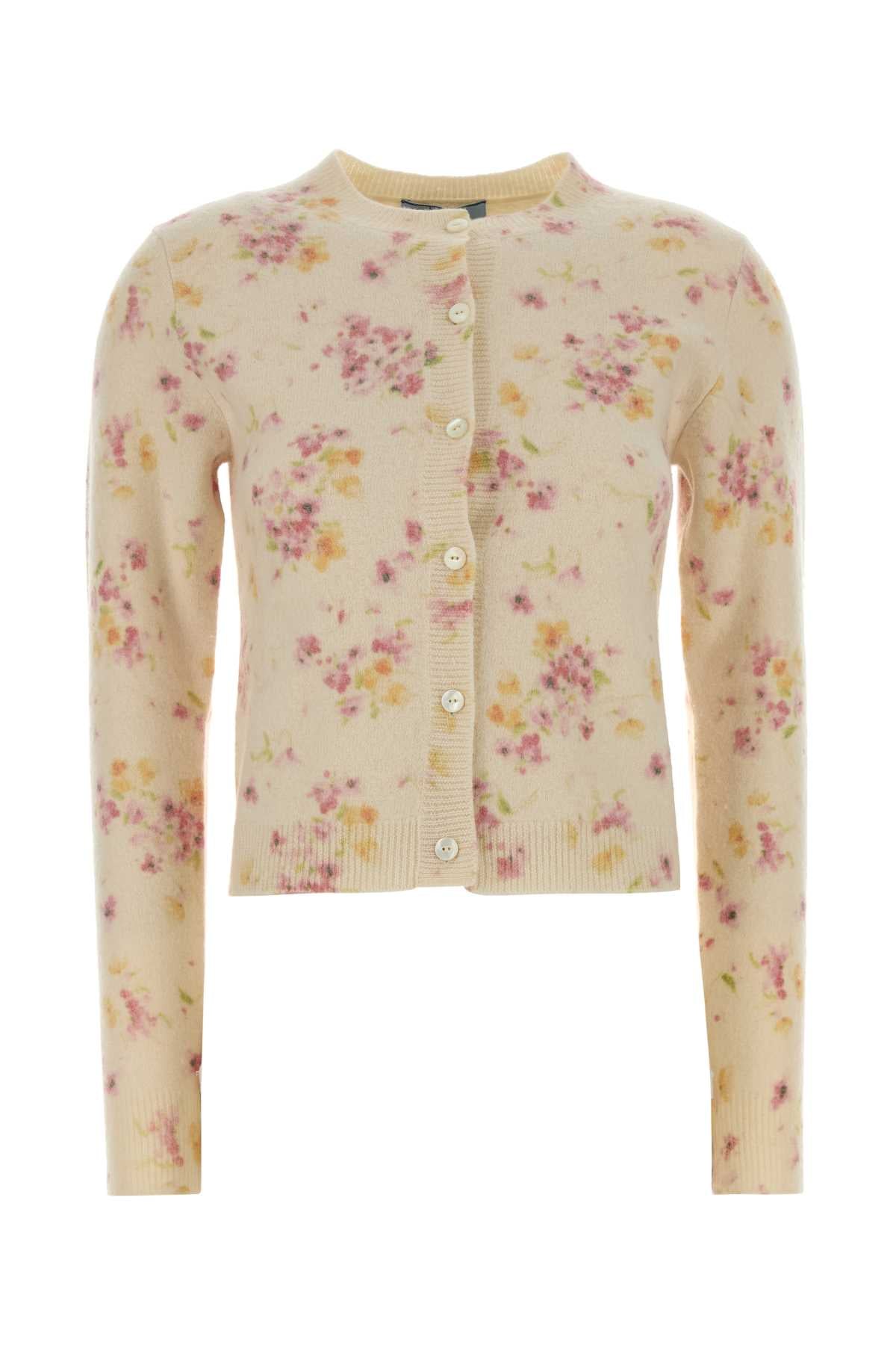 PRADA Embroidered Wool Blend Cardigan for Women