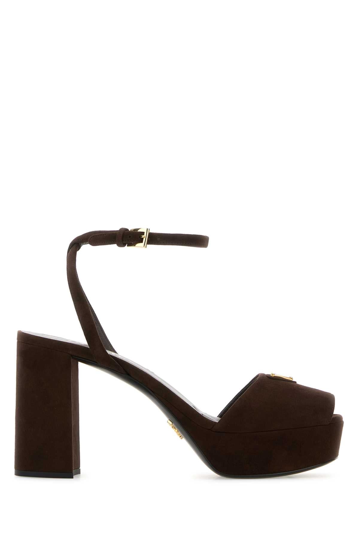 PRADA Elevated Suede Platform Sandals with 4 cm Plateau and 11 cm Heel
