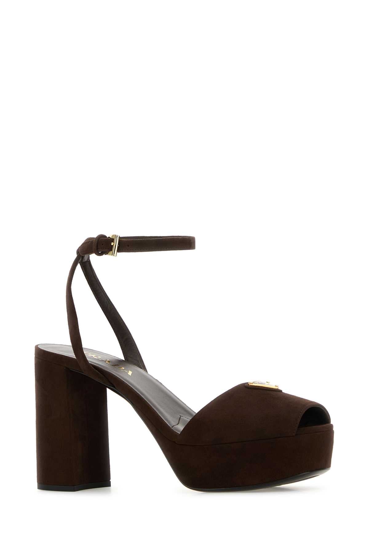 PRADA Elevated Suede Platform Sandals with 4 cm Plateau and 11 cm Heel
