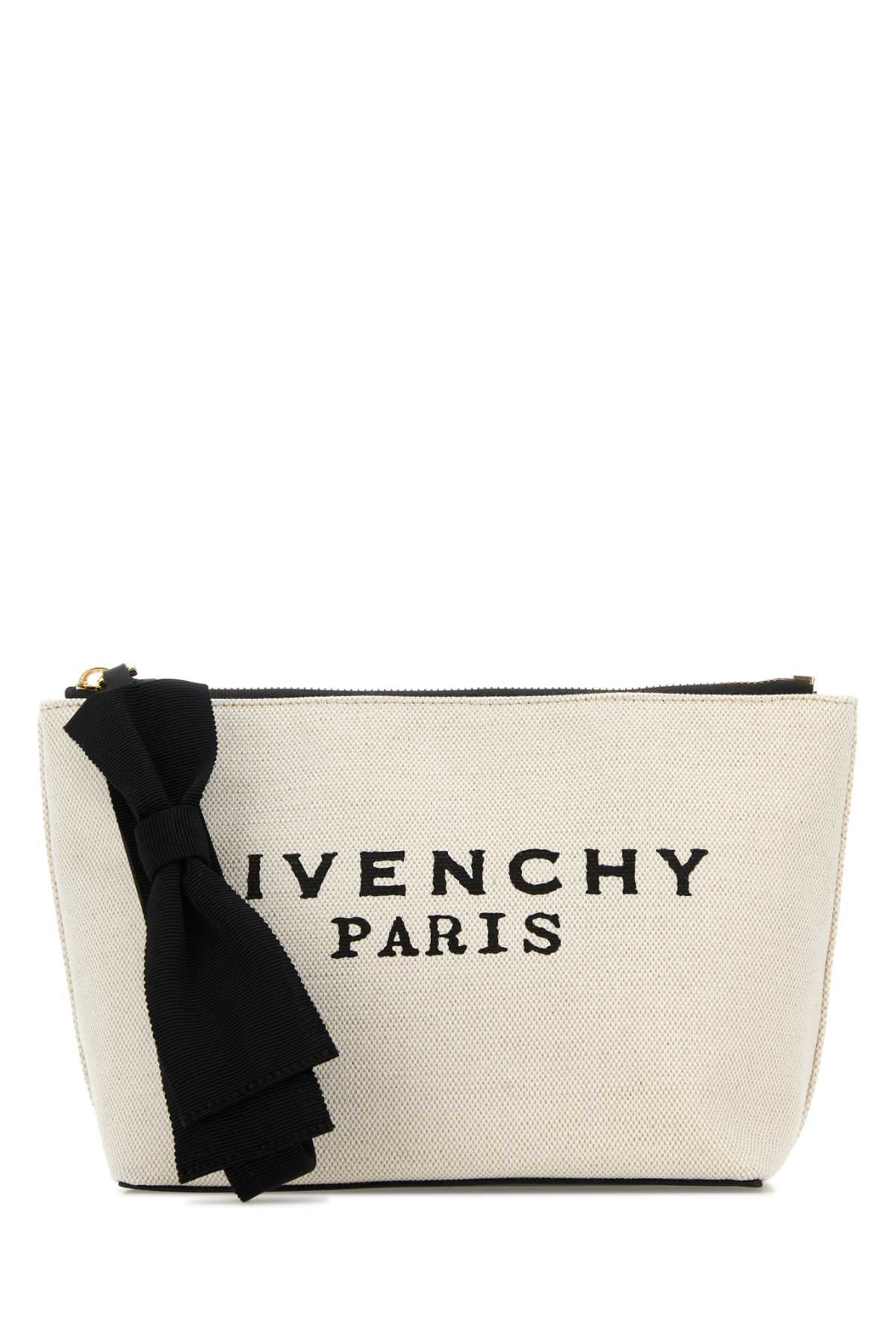 GIVENCHY Ivory Mini Canvas Pouch Handbag