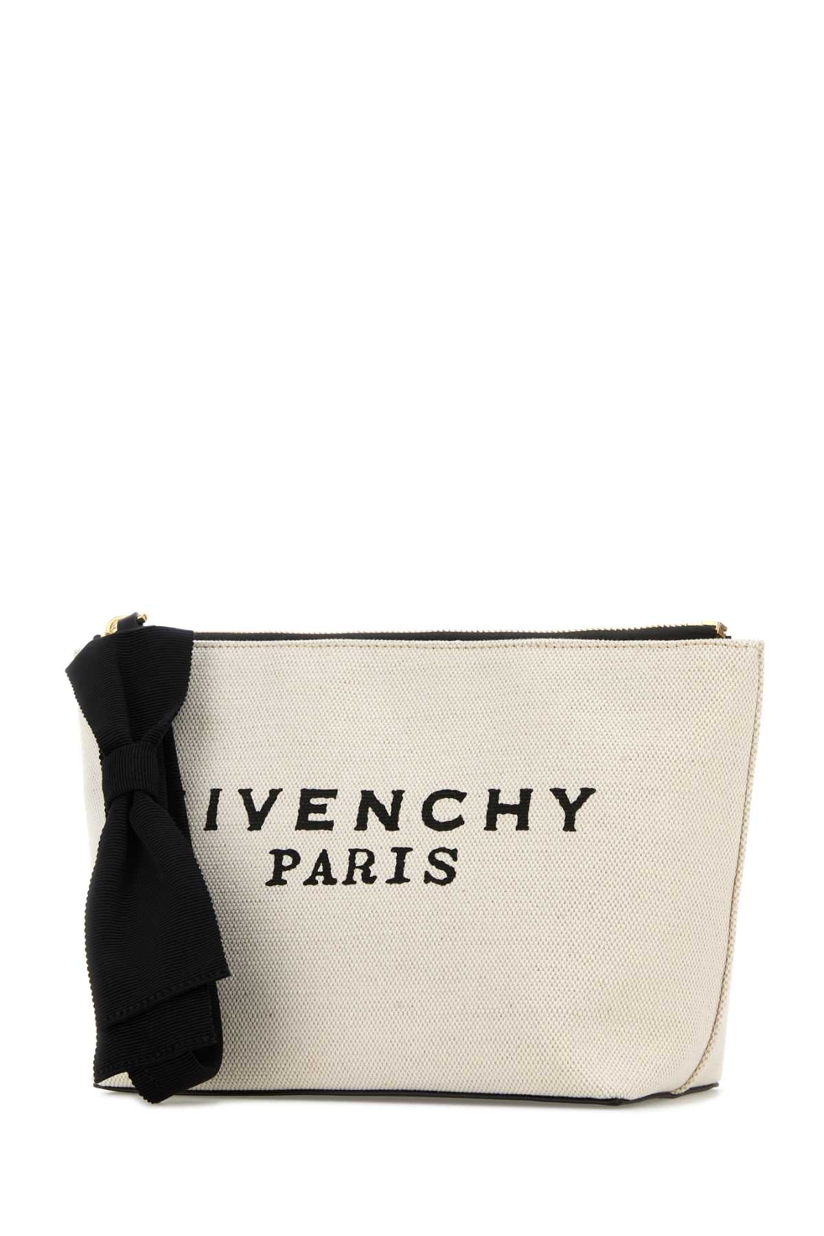GIVENCHY Ivory Mini Canvas Pouch Handbag
