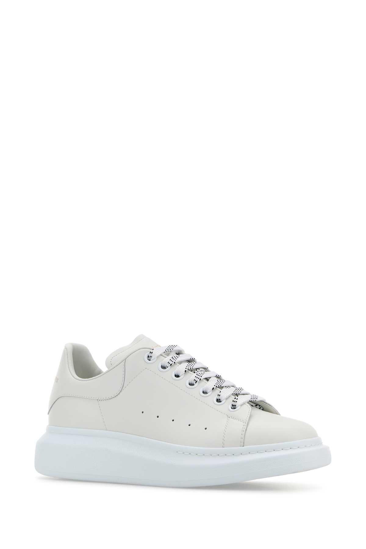 ALEXANDER MCQUEEN Chalk Leather Sneaker with Contrast Heel