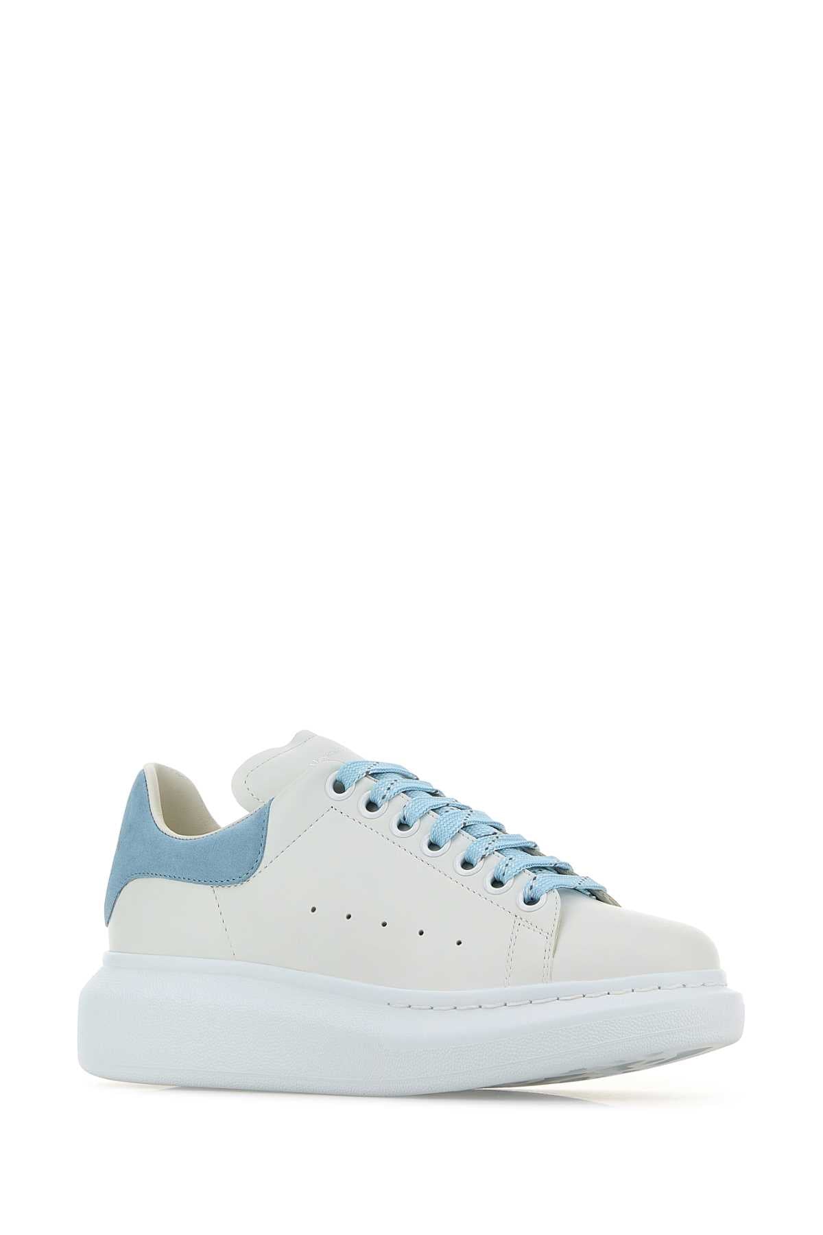 ALEXANDER MCQUEEN Women’s Leather Sneakers with Pastel Suede Heel