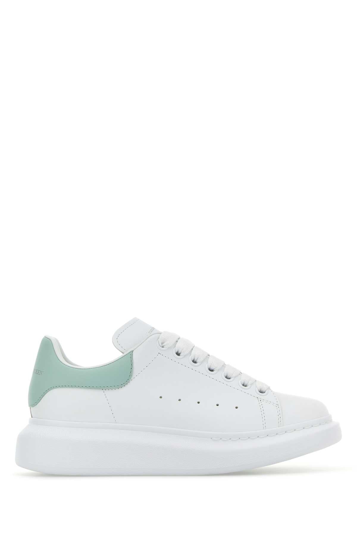 ALEXANDER MCQUEEN Leather Sneakers with Sea Green Heel