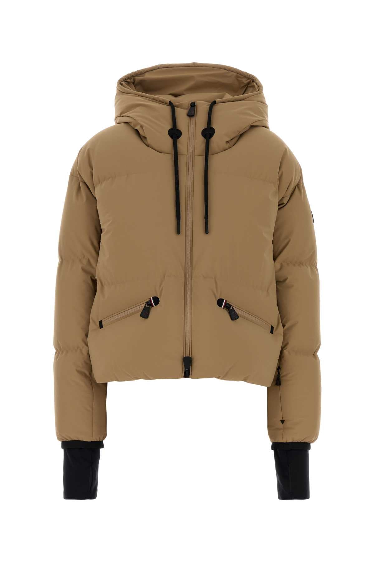 MONCLER GRENOBLE Beige Stretch Nylon Down Jacket for Women
