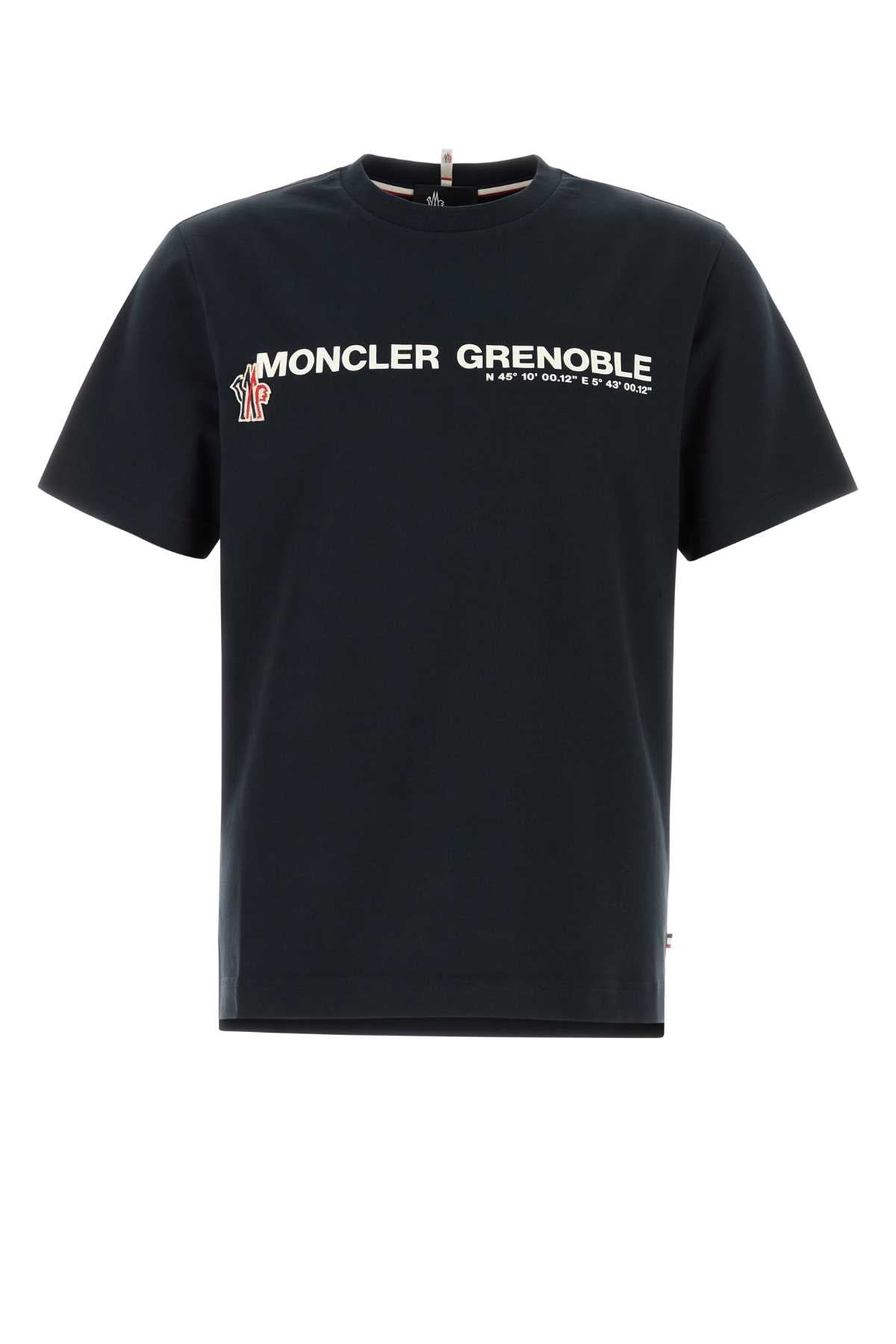 MONCLER GRENOBLE Midnight Blue Stretch Cotton T-Shirt for Men