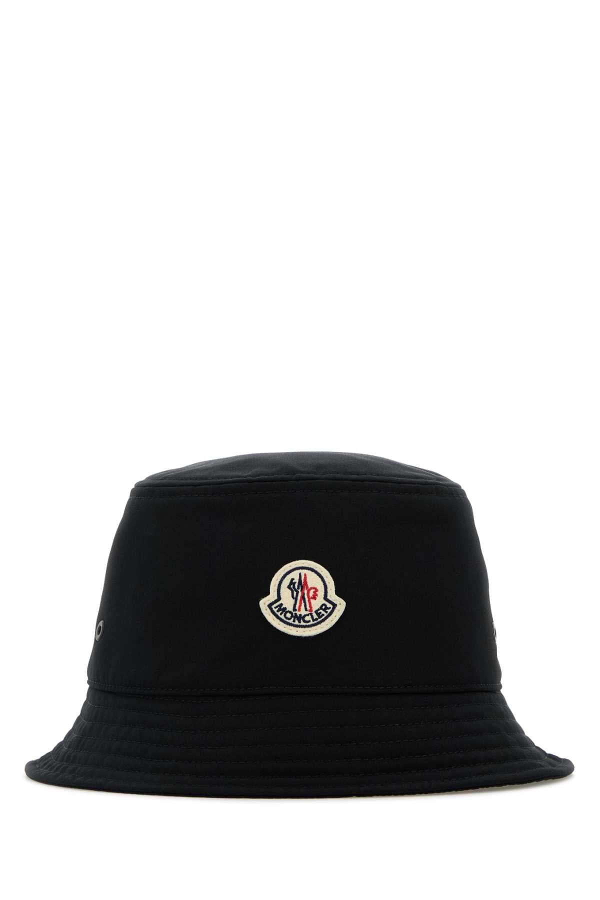 MONCLER Mini Black Canvas Bucket Hat for Women