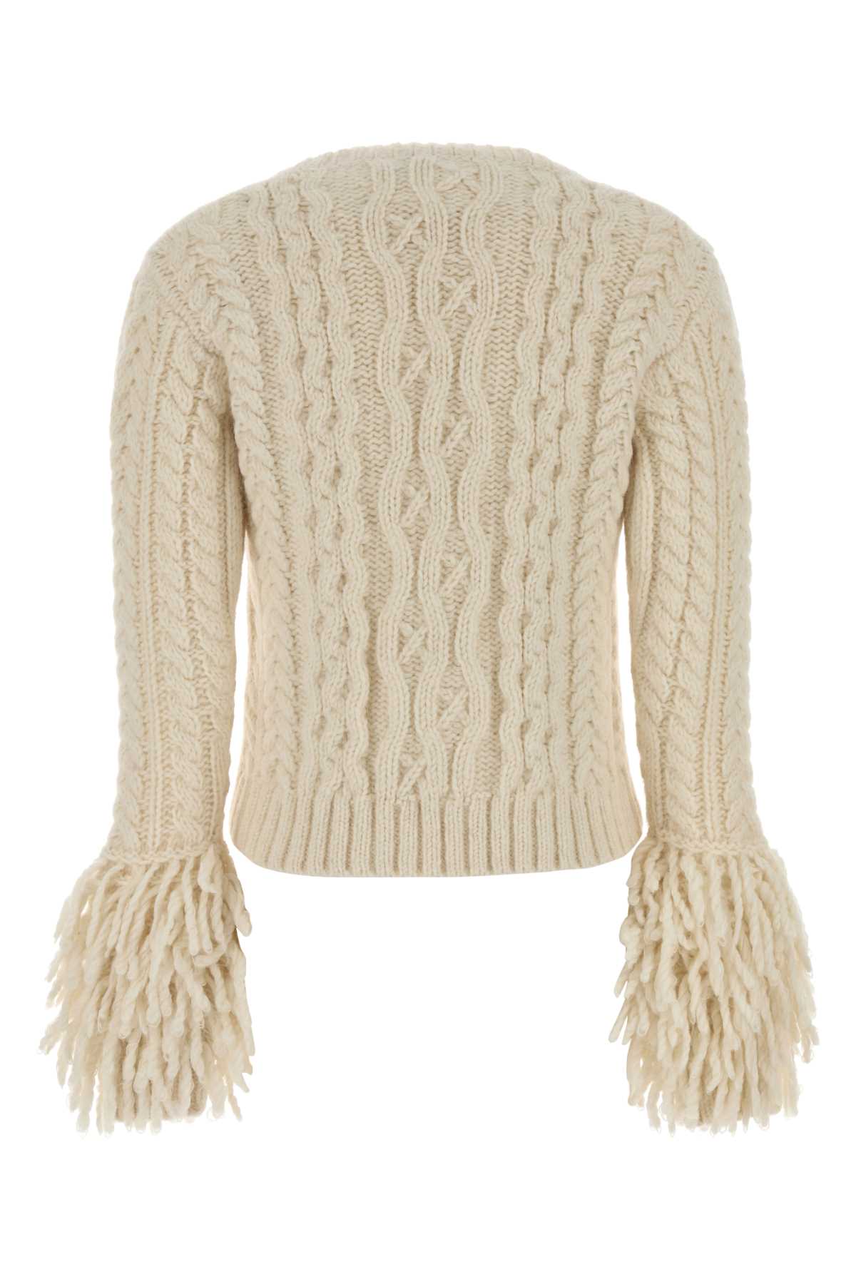 MONCLER Ivory Alpaca Blend Cardigan for Women