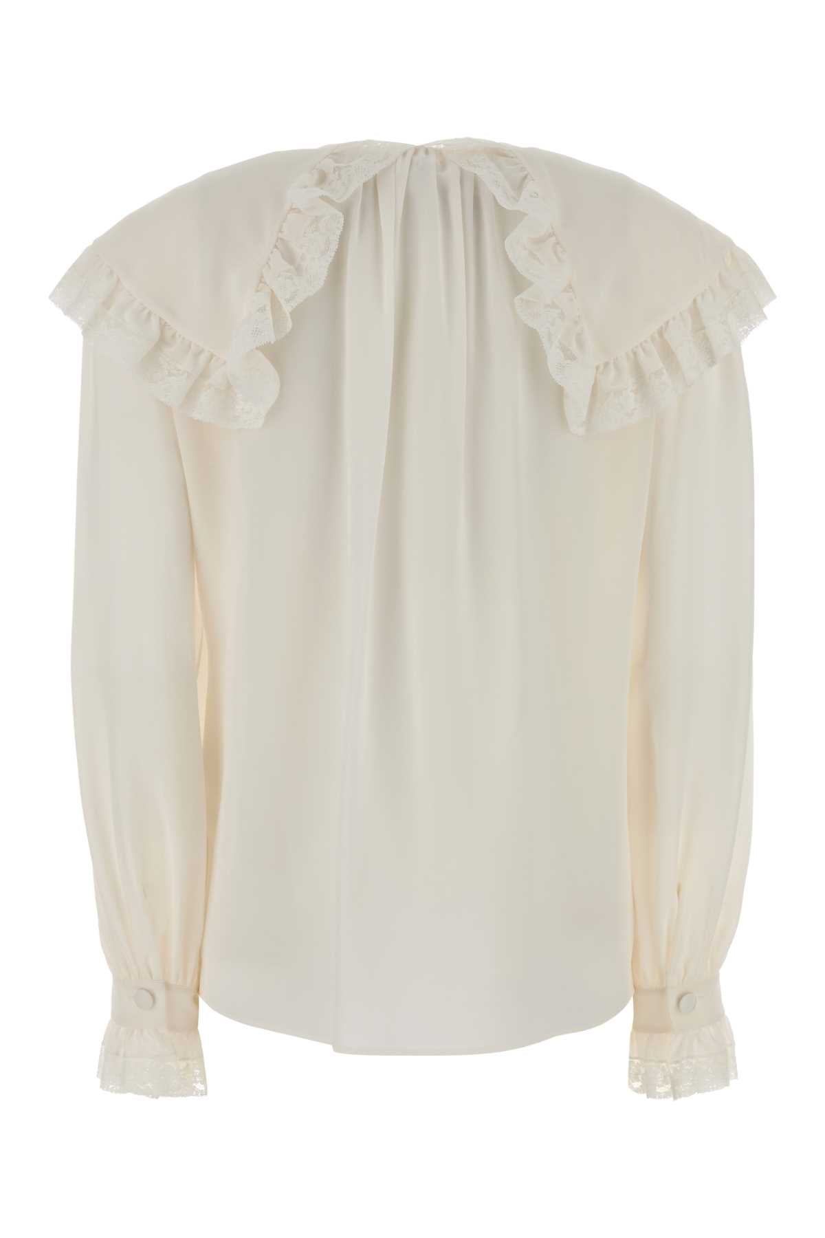 CHLOE Classic Silk Shirt with Lace Detail