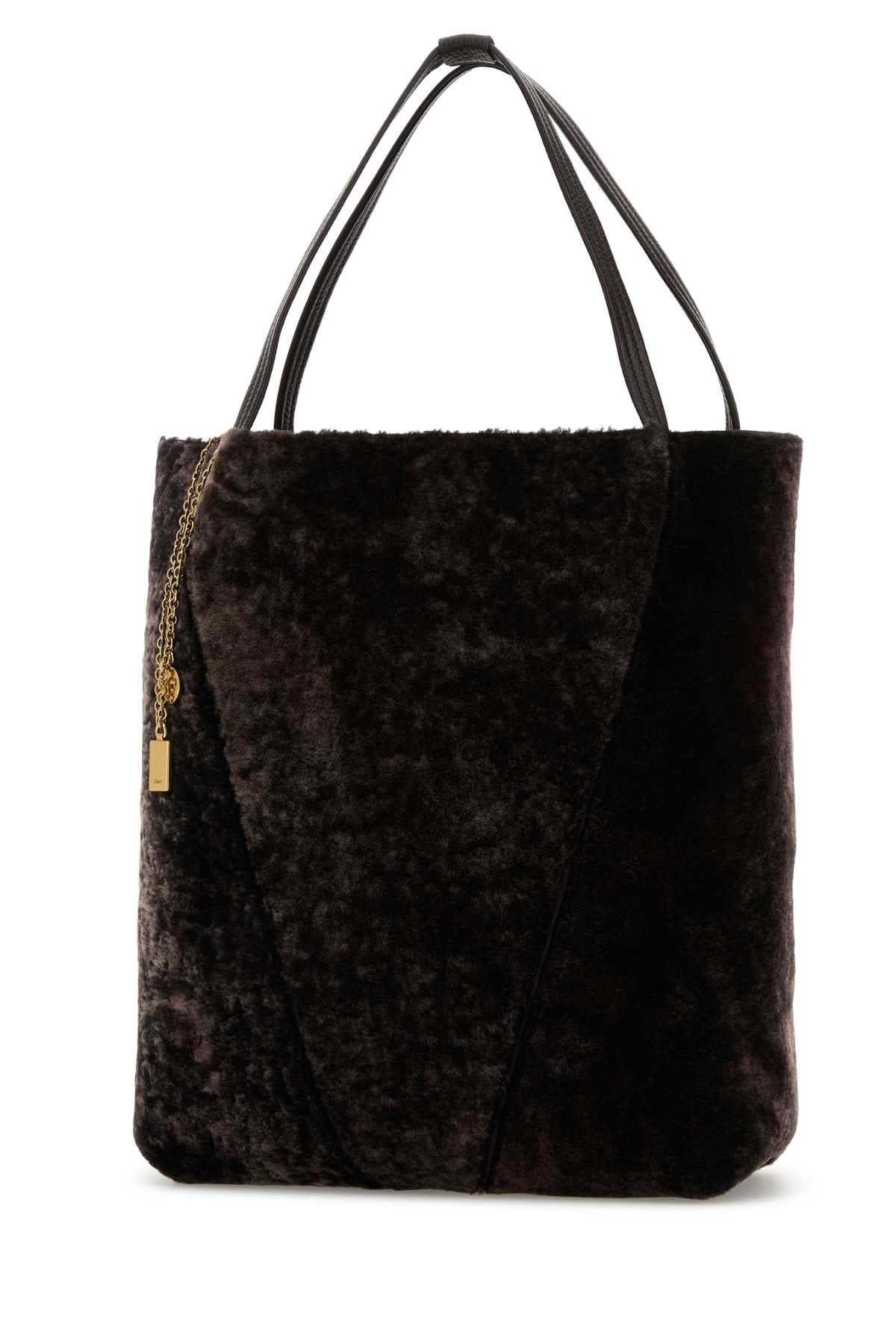 CHLOE Large Shearling Spin Shopping Handbag - 35 cm x 39 cm